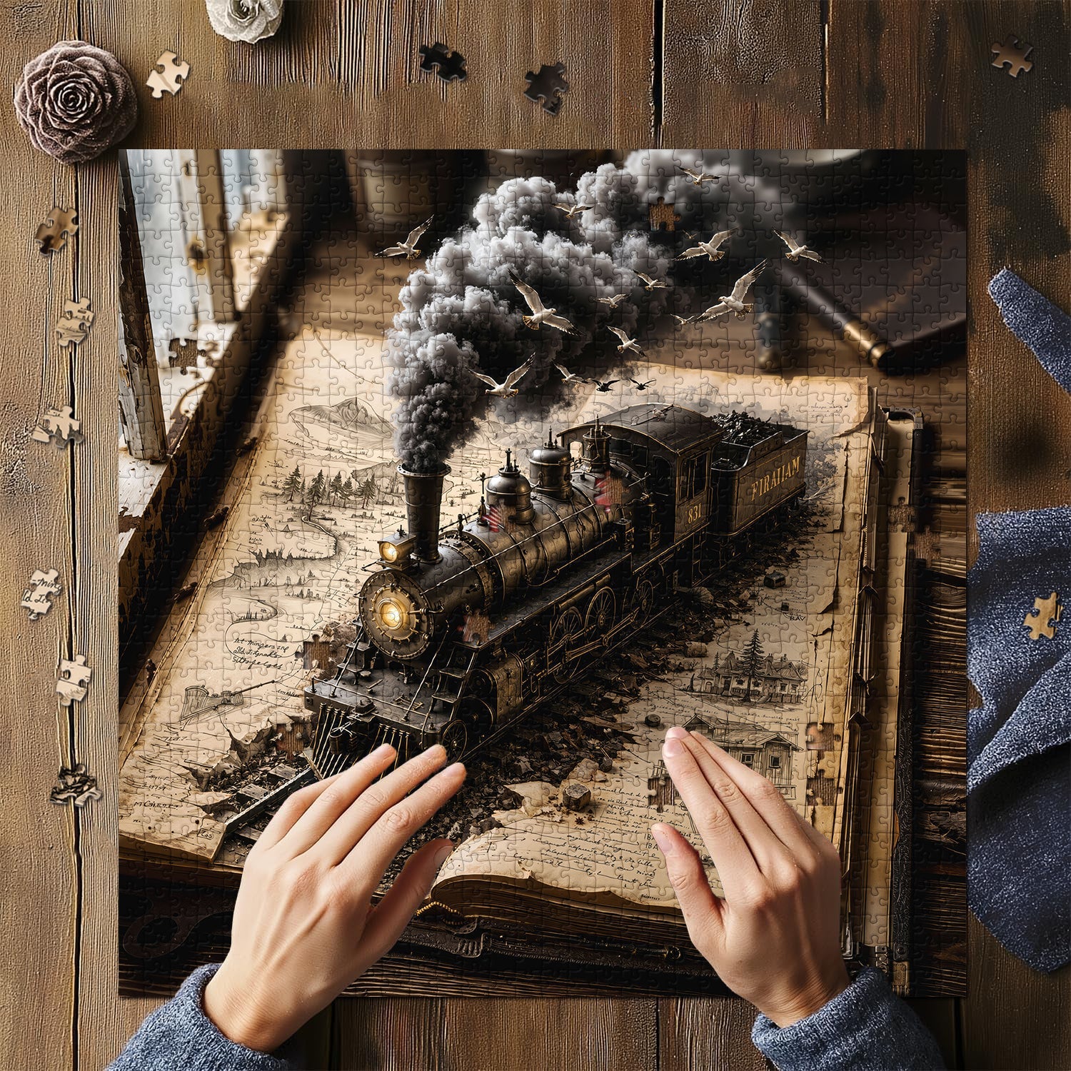 Vintage Book Trains Jigsaw Puzzle 1000 Pieces