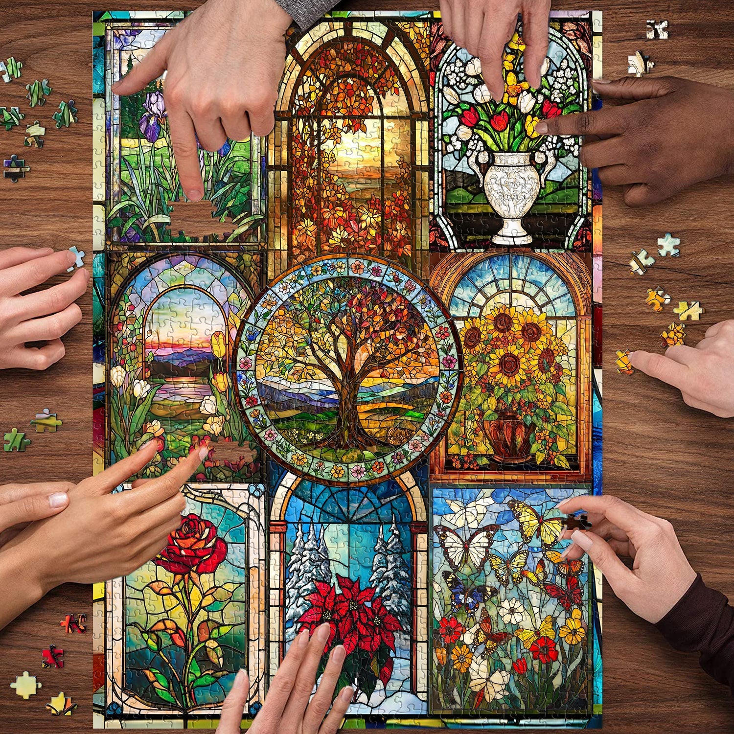 Artistic Floral Windows Jigsaw Puzzle 1000 Pieces