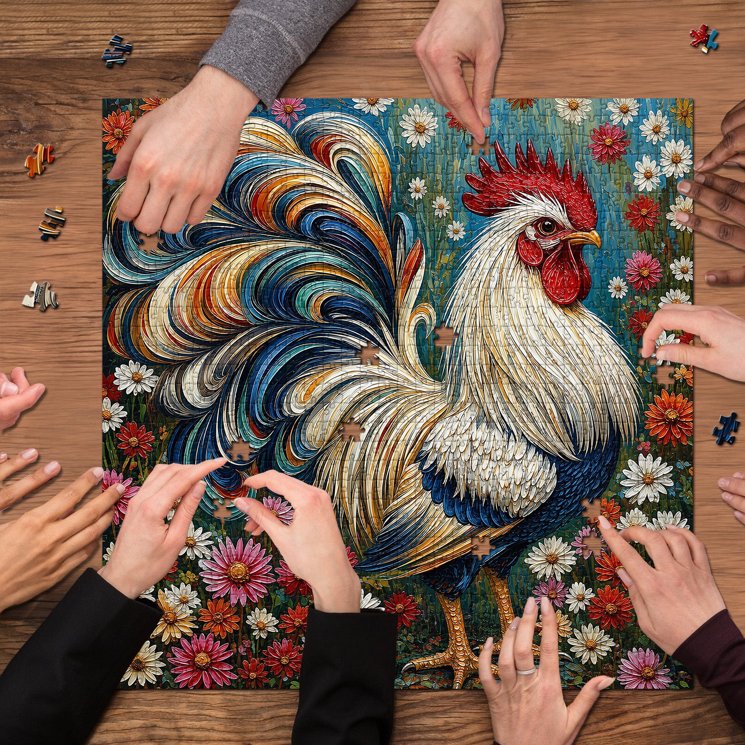 Colorful Rooster Jigsaw Puzzle 1000 Pieces