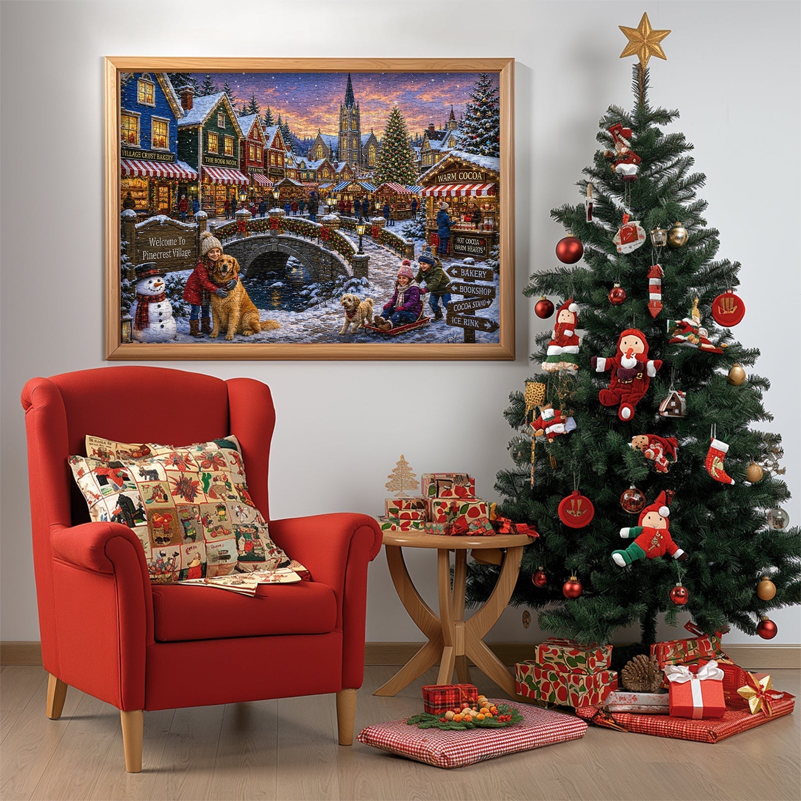 Warmes Winterdorf-Puzzle, 1000 Teile