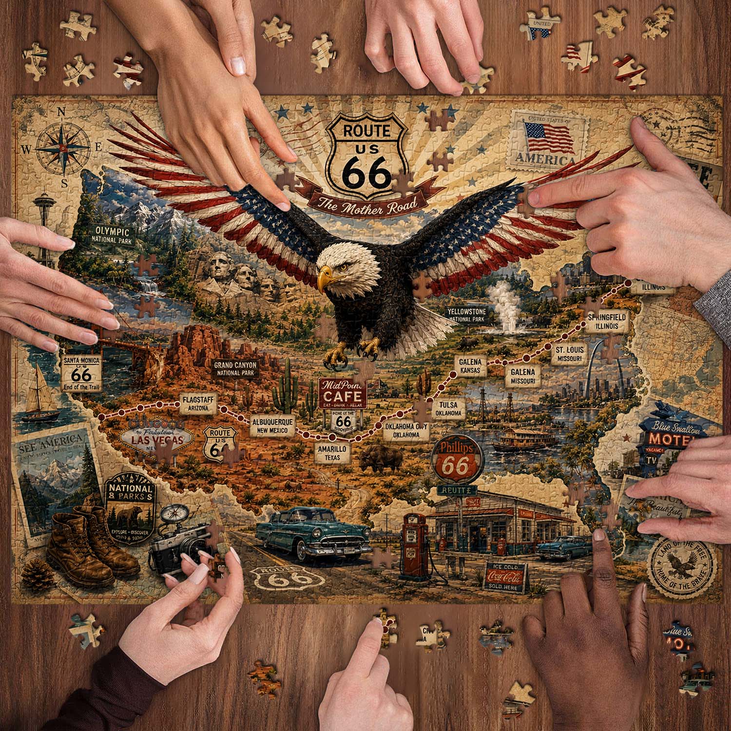 Puzzle del viaggio Route 66, 1000 pezzi