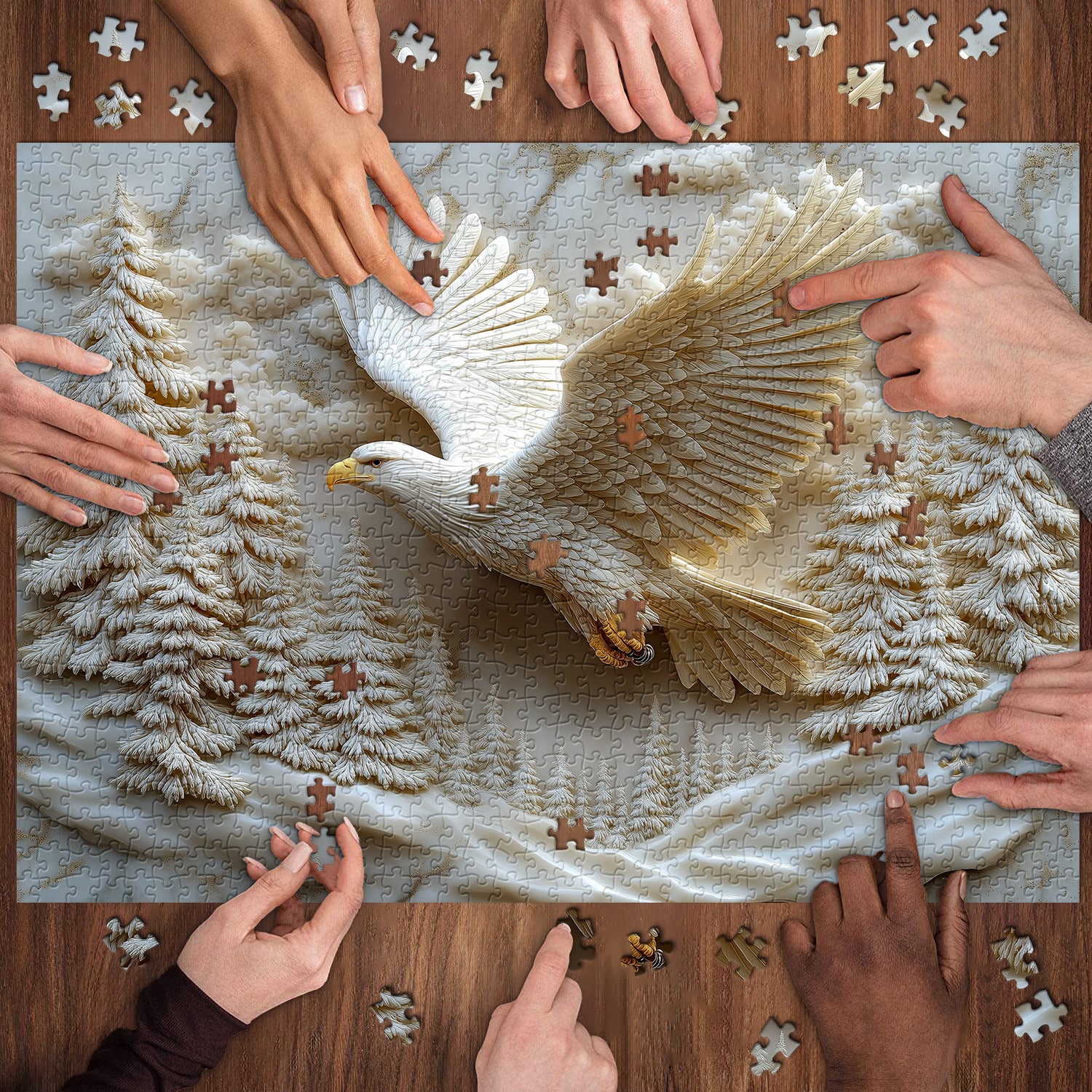 Carving Eagle Soar  Jigsaw Puzzle 1000 Pieces