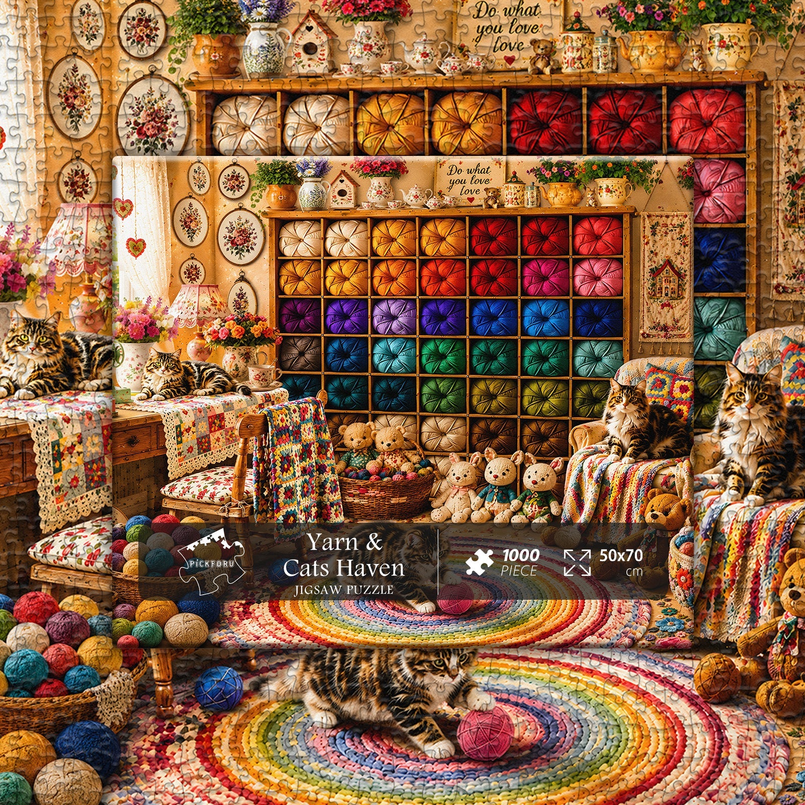 Puzzle Yarn & Cats Haven, 1000 pezzi