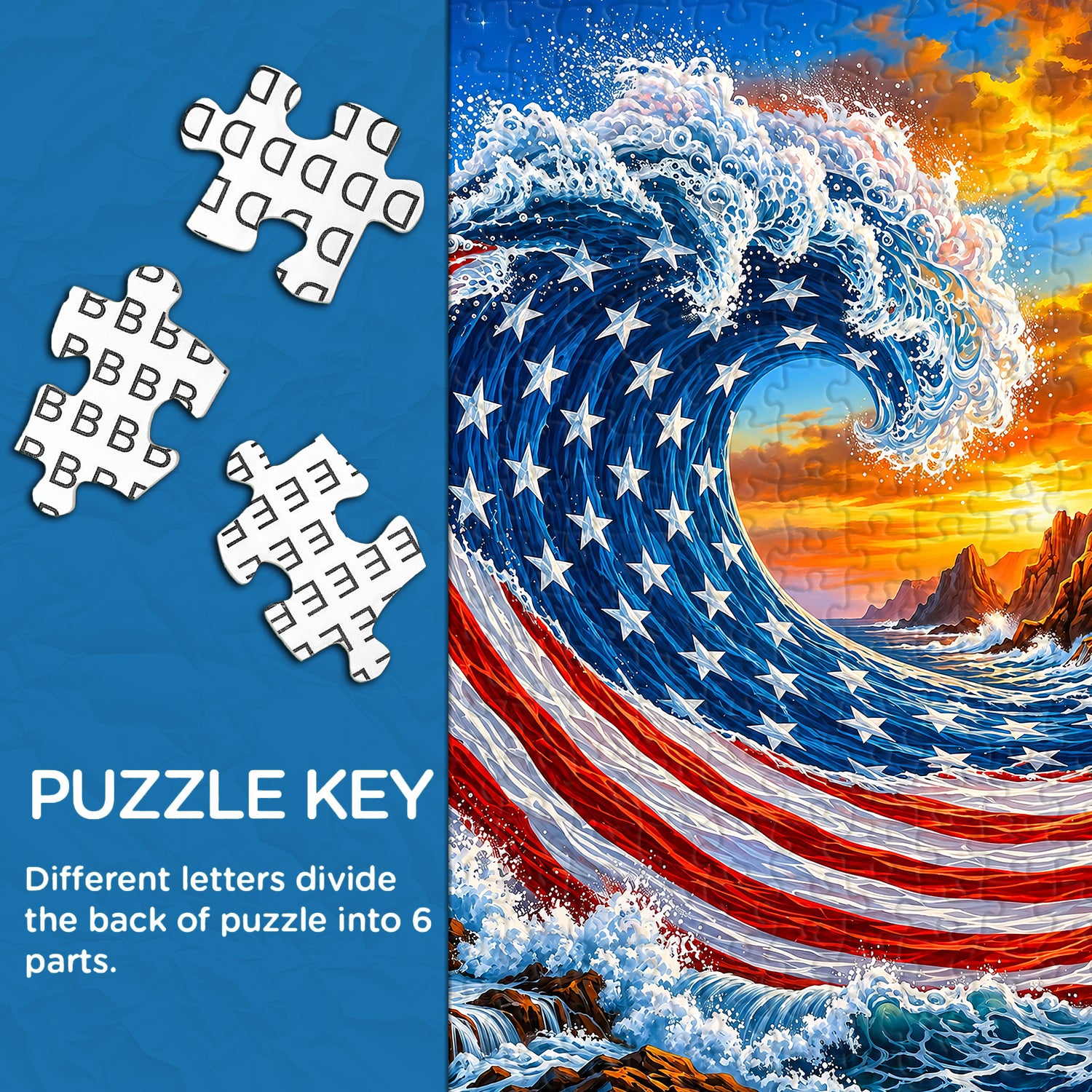 Stars and Stripes Wave Jigsaw Puzzle 1000 Pieces