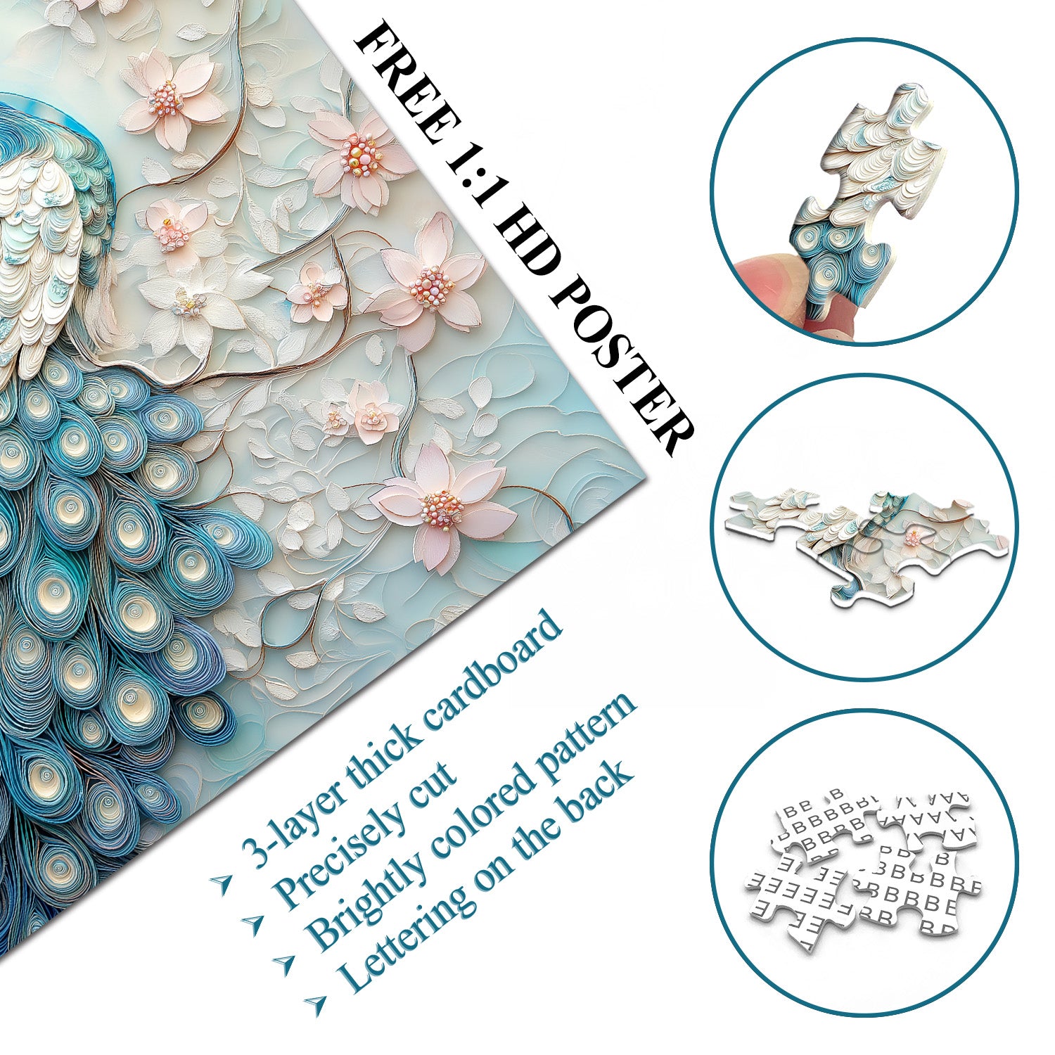 3D Paper Peacock Jigsaw Puzzle 1000 Pieces
