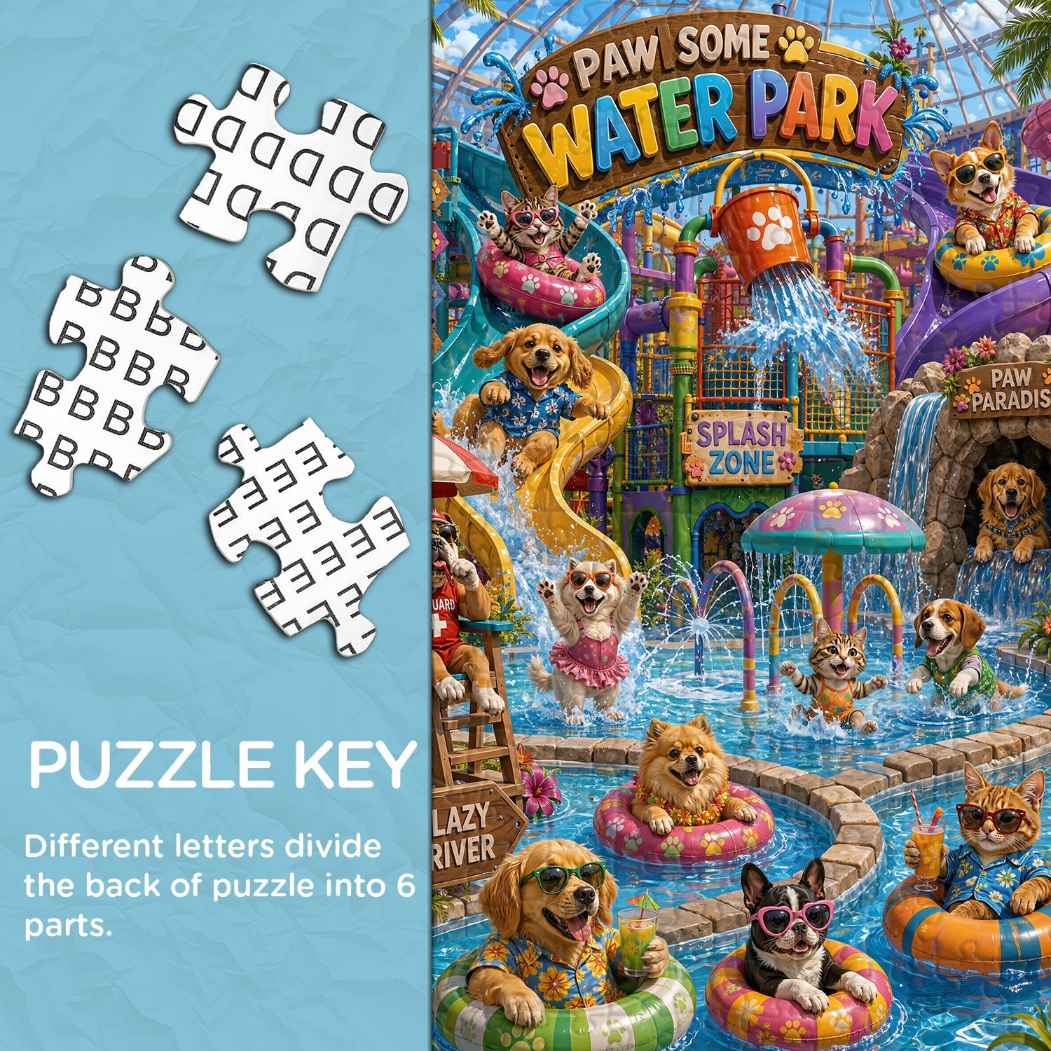 Niedliches Haustier-Wasserpark-Puzzle, 1000 Teile