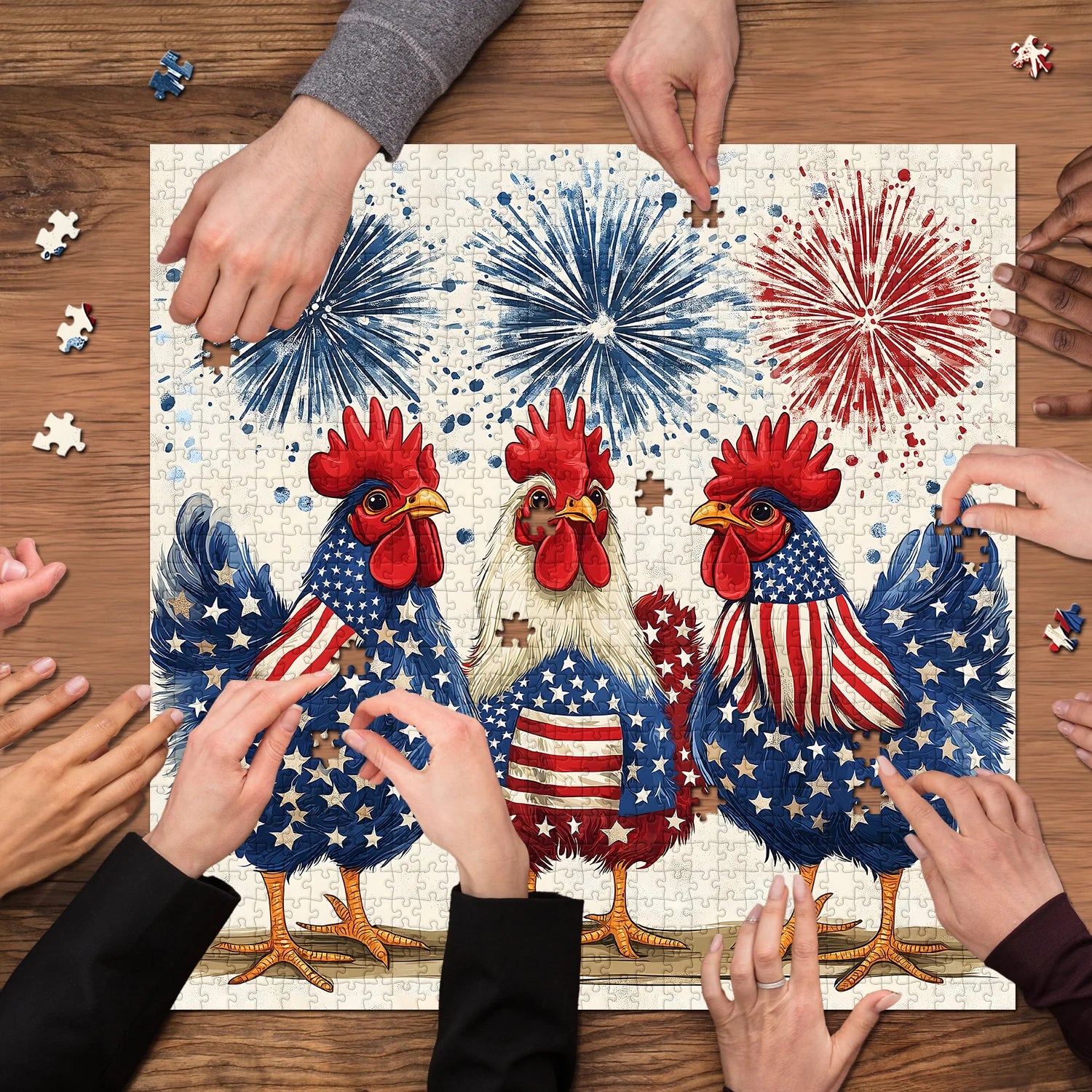Patriotic Roosters Jigsaw Puzzle 1000 Pieces