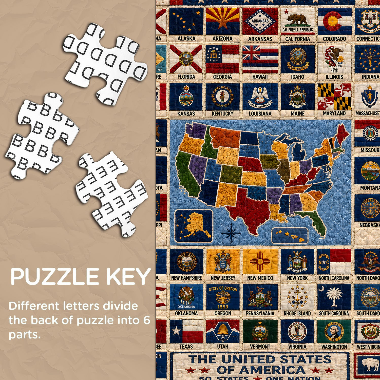 Puzzle con 50 bandiere d'America, 1.000 pezzi