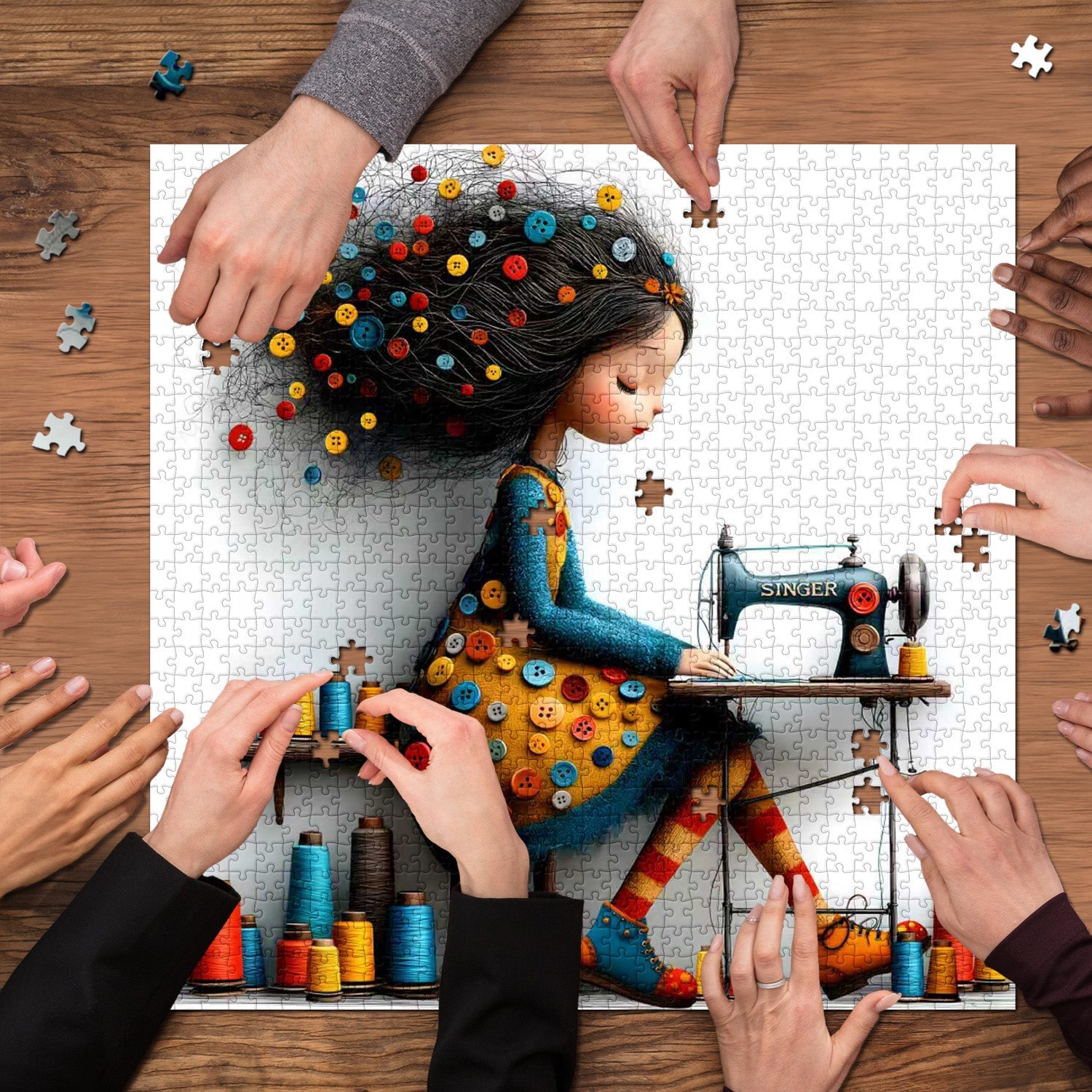 Rompecabezas de niña cosiendo 1000 piezas