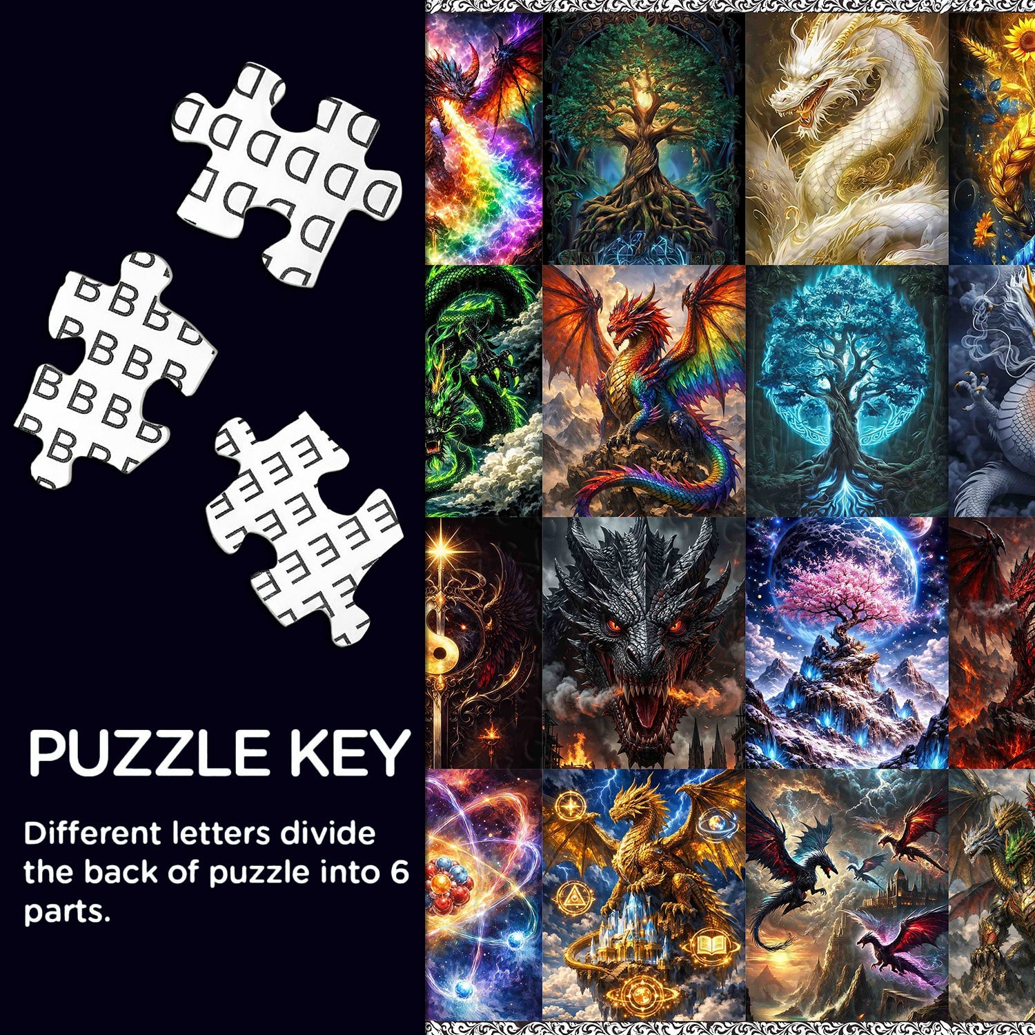 Elemental Dragon Collage Jigsaw Puzzle 1000 Pieces