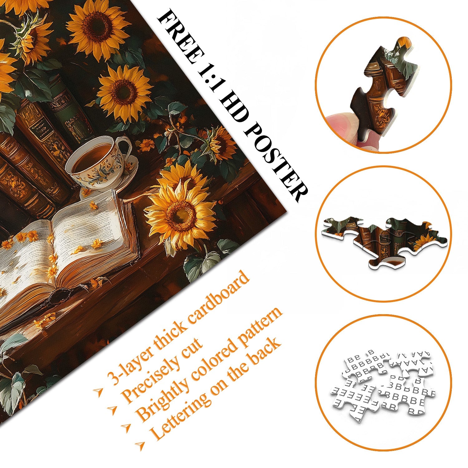 Reading Among Sunflowers Jigsaw Puzzle 1000 Pieces