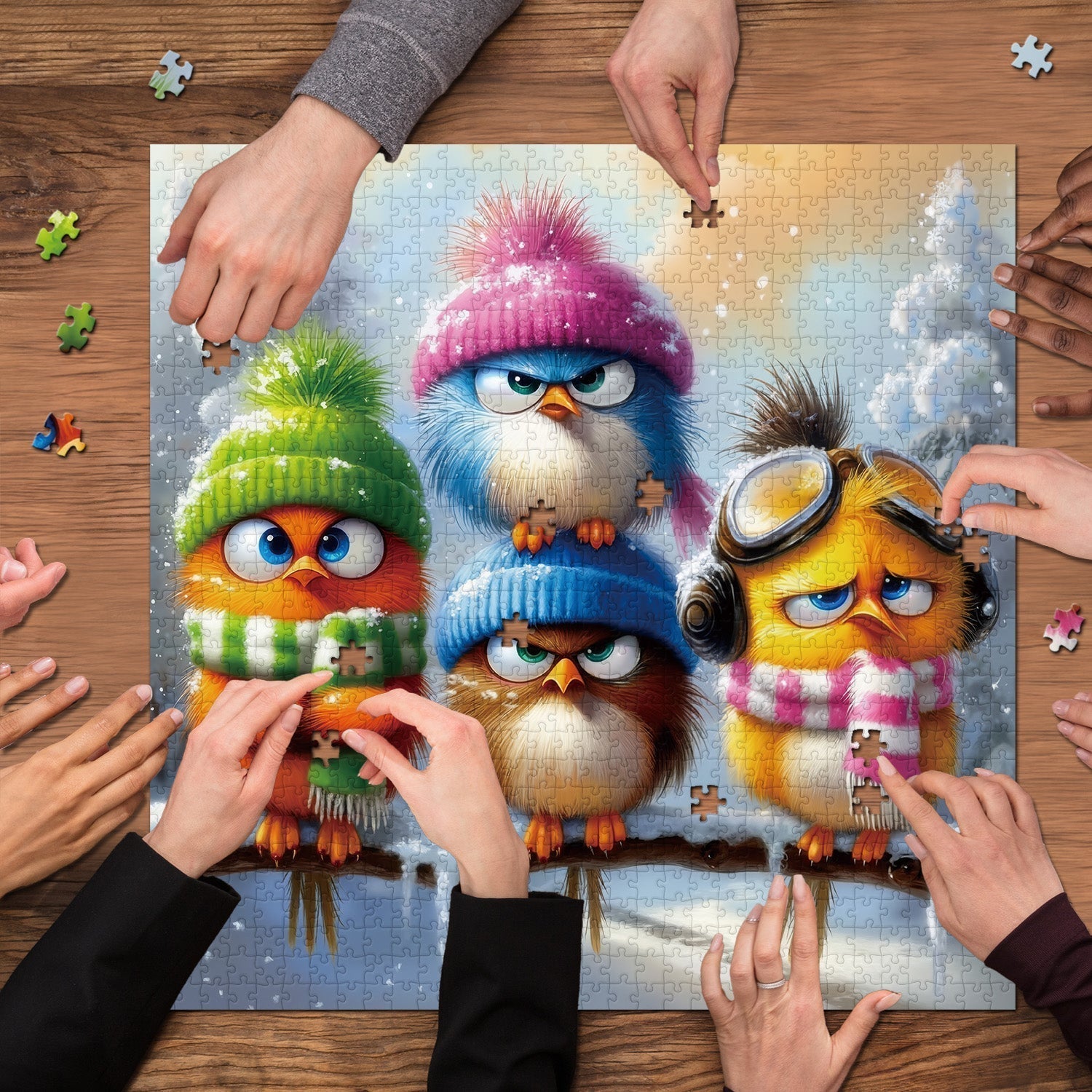 Wintergefiederte Freunde Puzzle 1000 Teile
