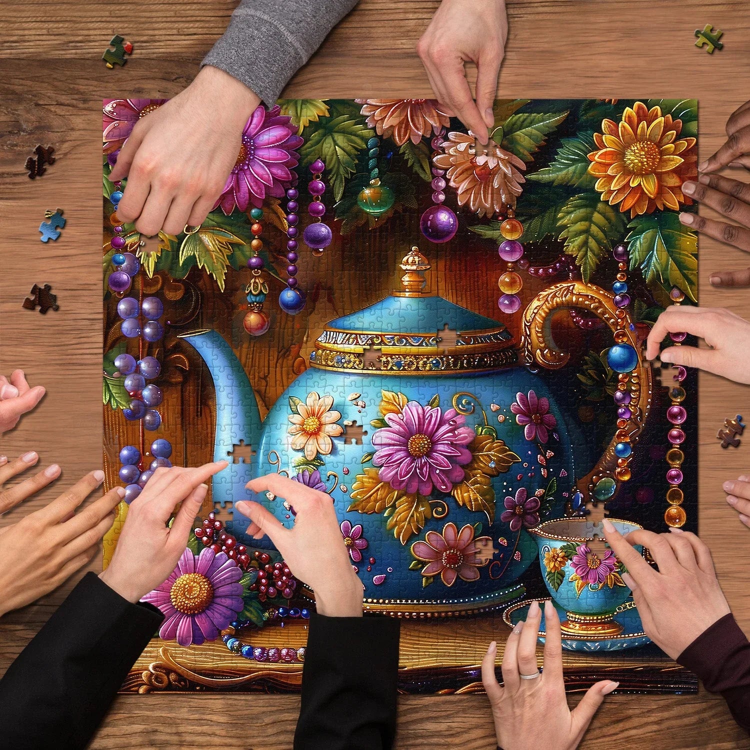 Floral Teapot Jigsaw Puzzle 1000 Pieces
