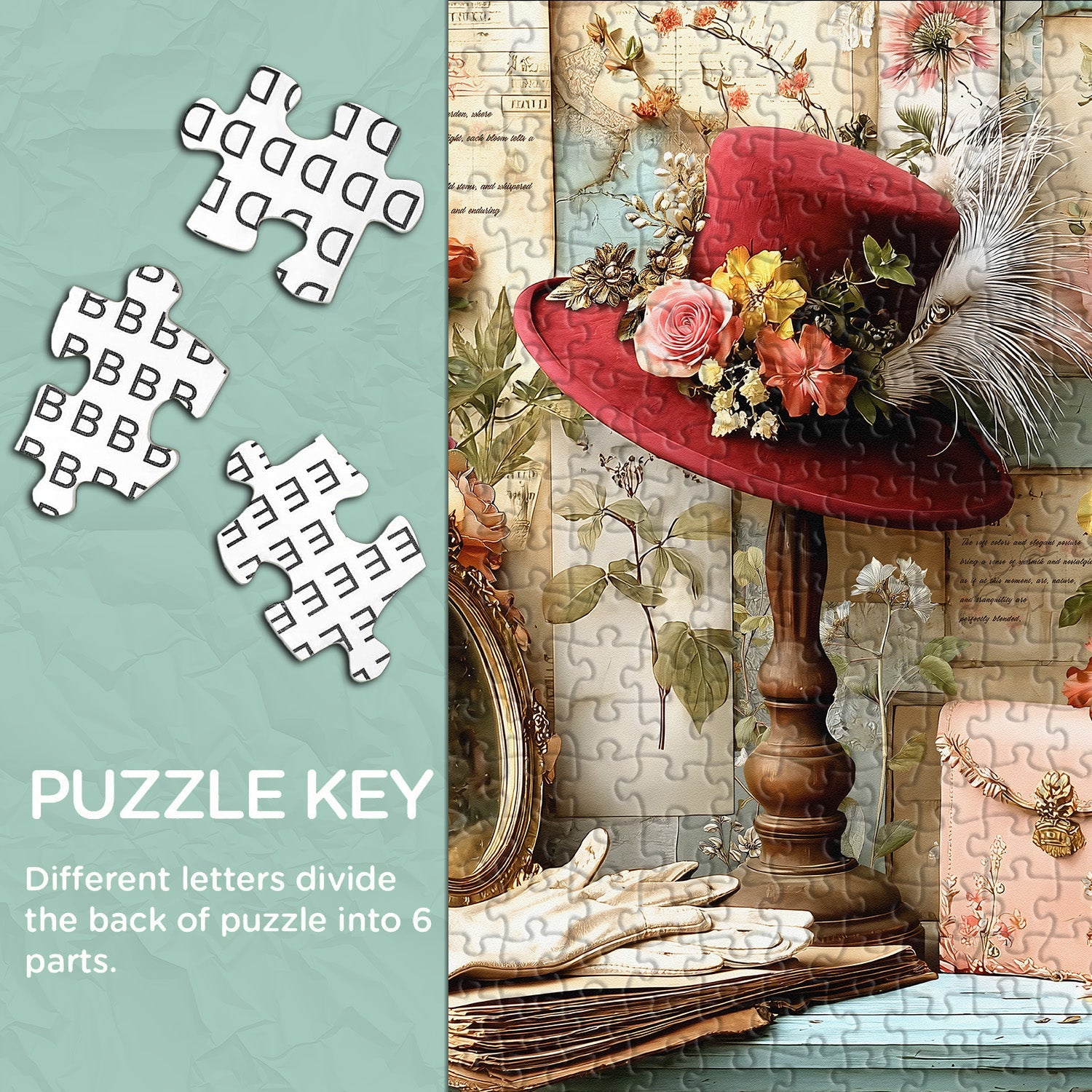 Vintage Floral Hat Jigsaw Puzzle 1000 Pieces