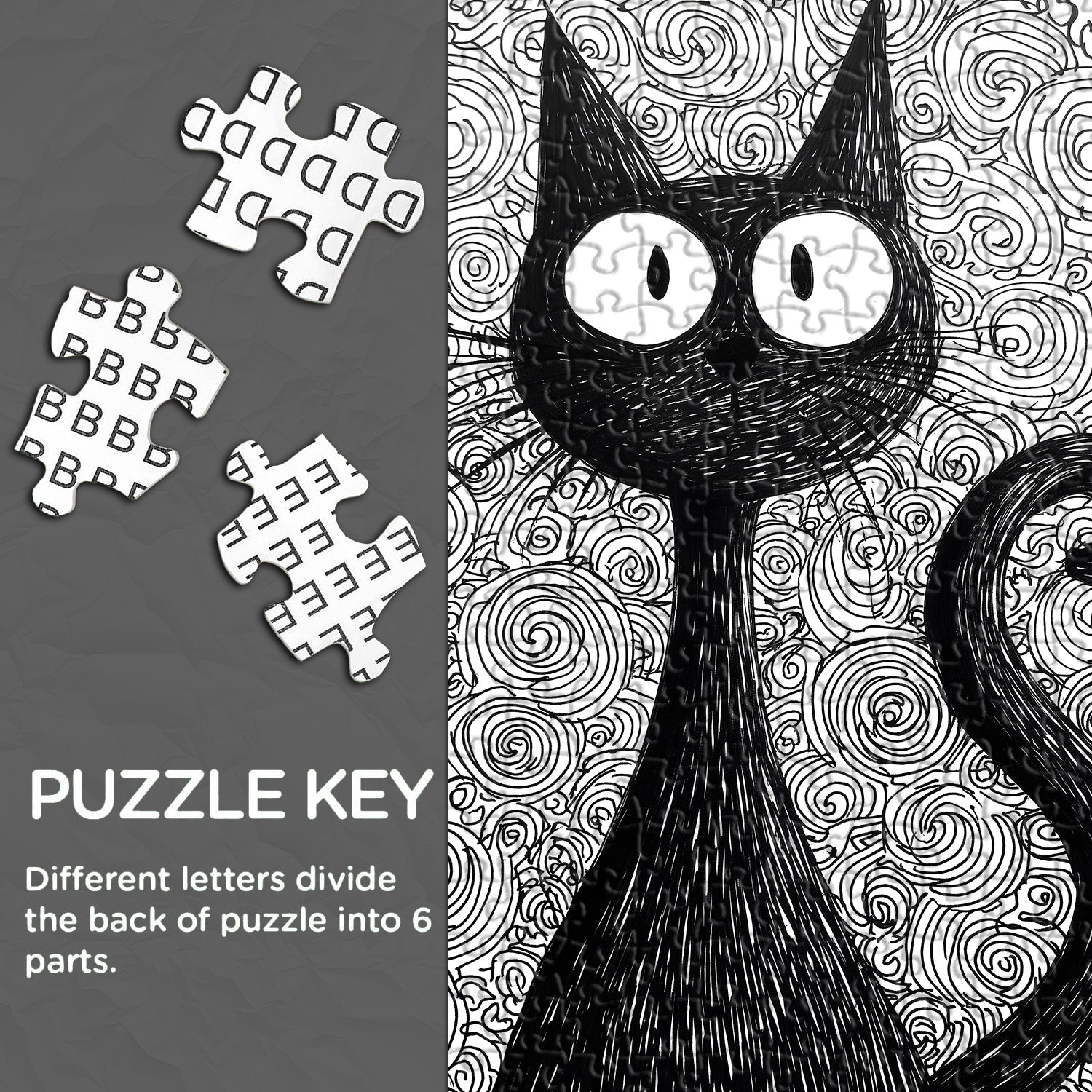 Whimsical Ink Cat Jigsaw Puzzle 1000 Pieces
