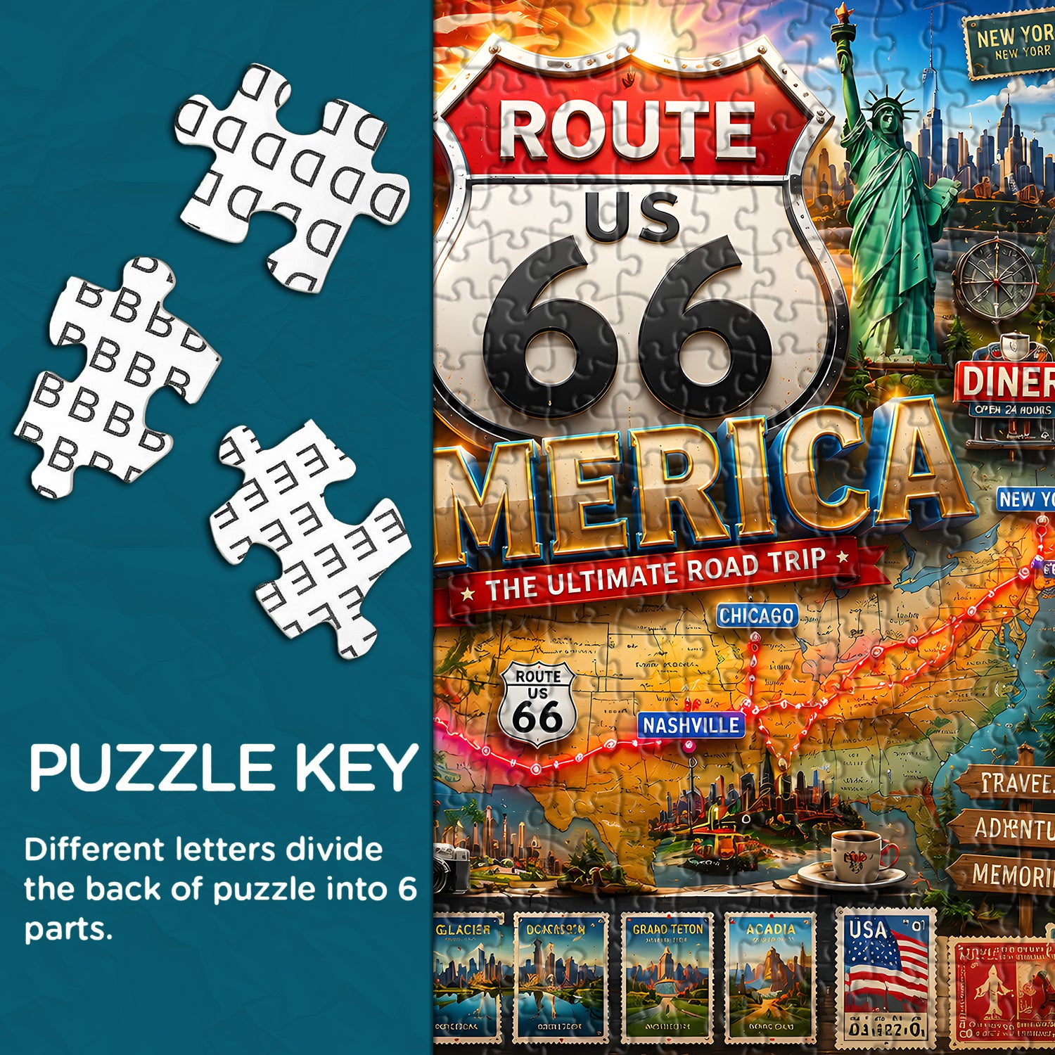 Route 66 Reisepuzzle 1000 Teile