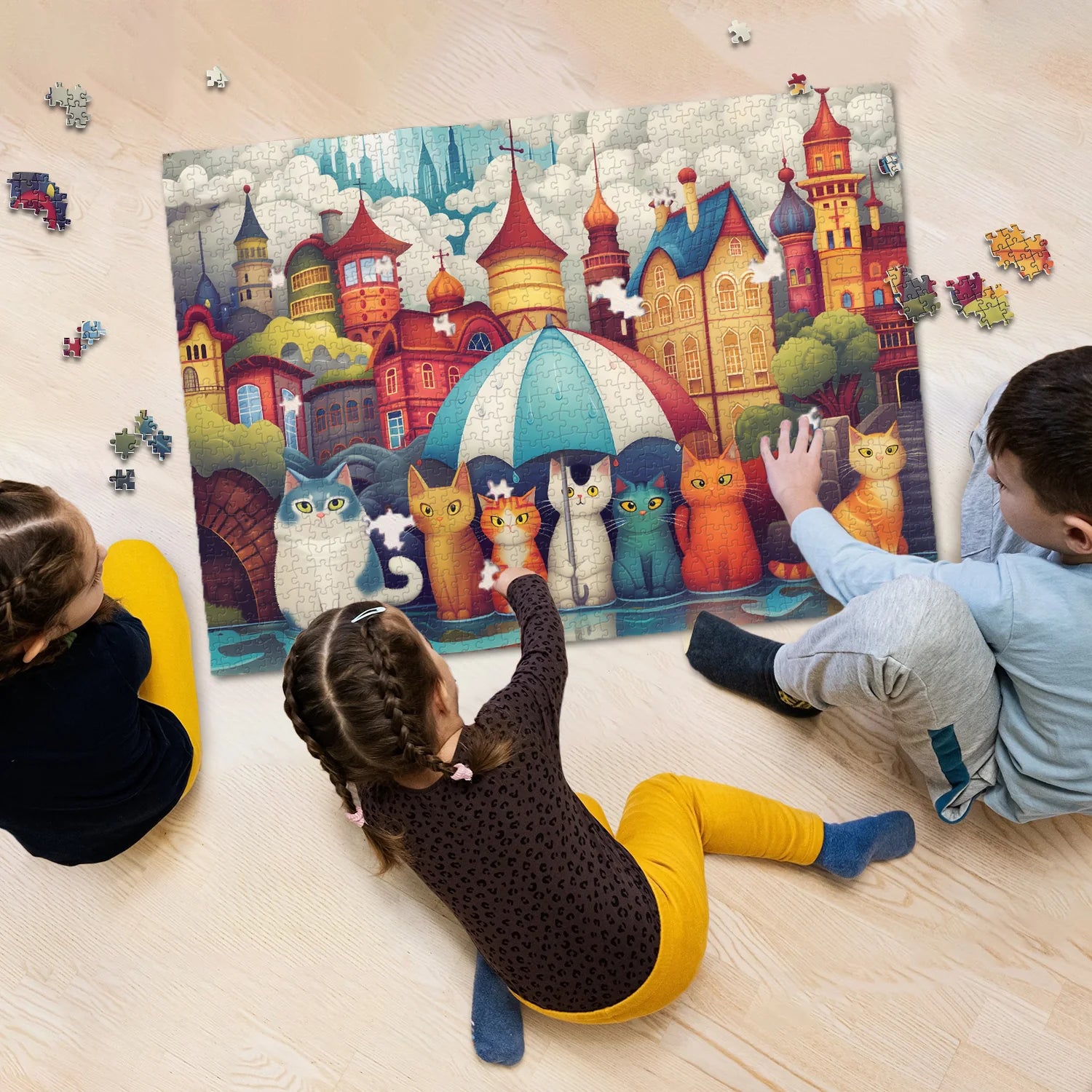 Rain City Cat Shadow Jigsaw Puzzles 1000 Pieces