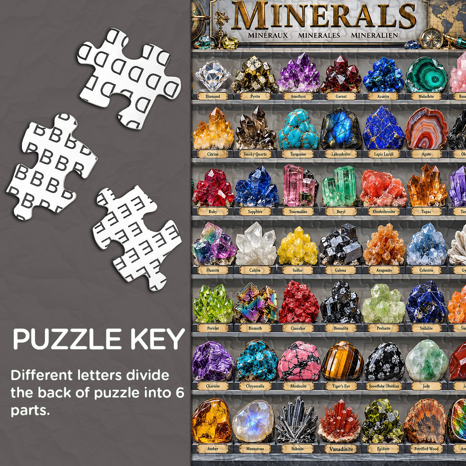 Gemstone Mineral Collection Jigsaw Puzzle 1000 Pieces