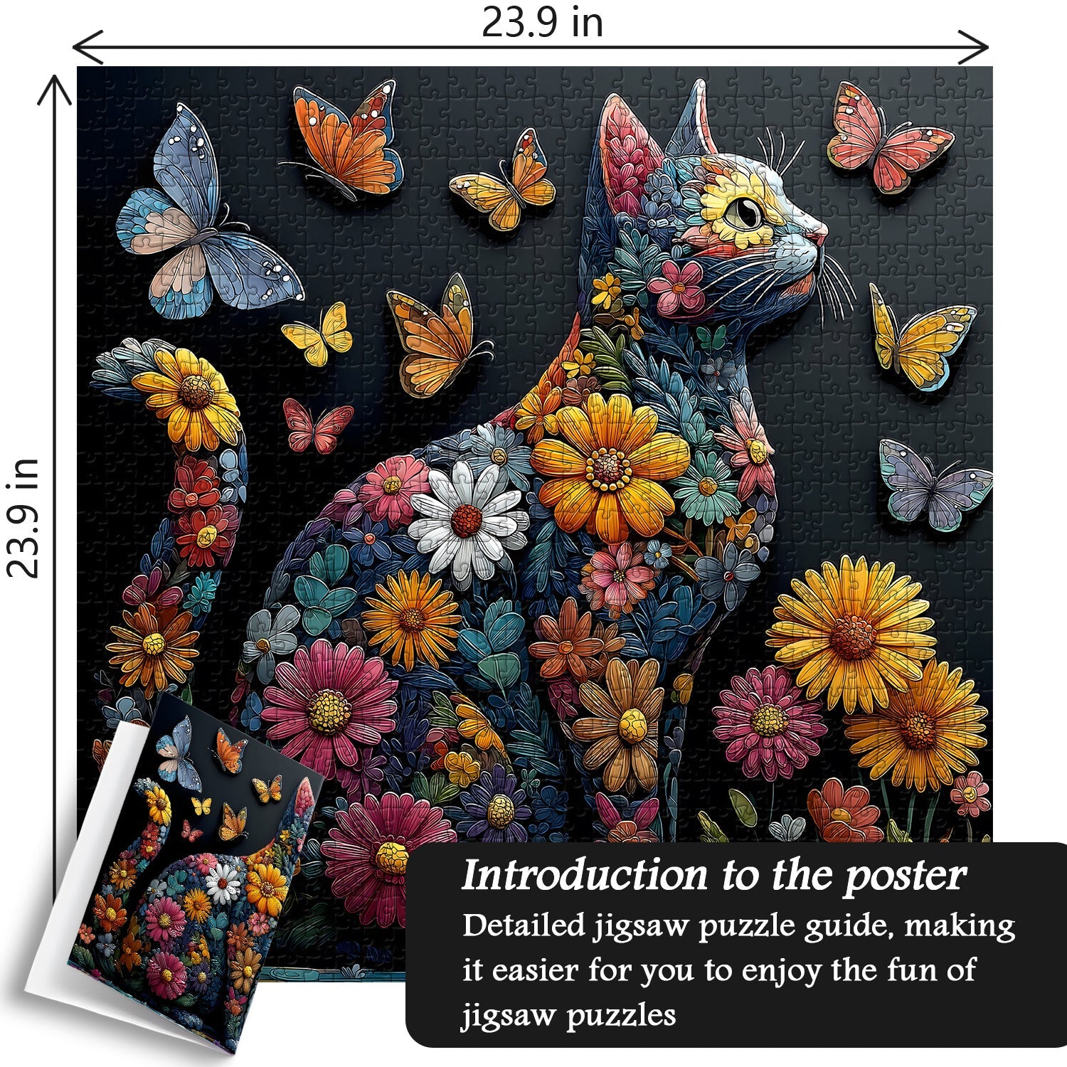 Butterfly Floral Feline Jigsaw Puzzle 1000 Pieces