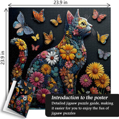Butterfly Floral Feline Jigsaw Puzzle 1000 Pieces