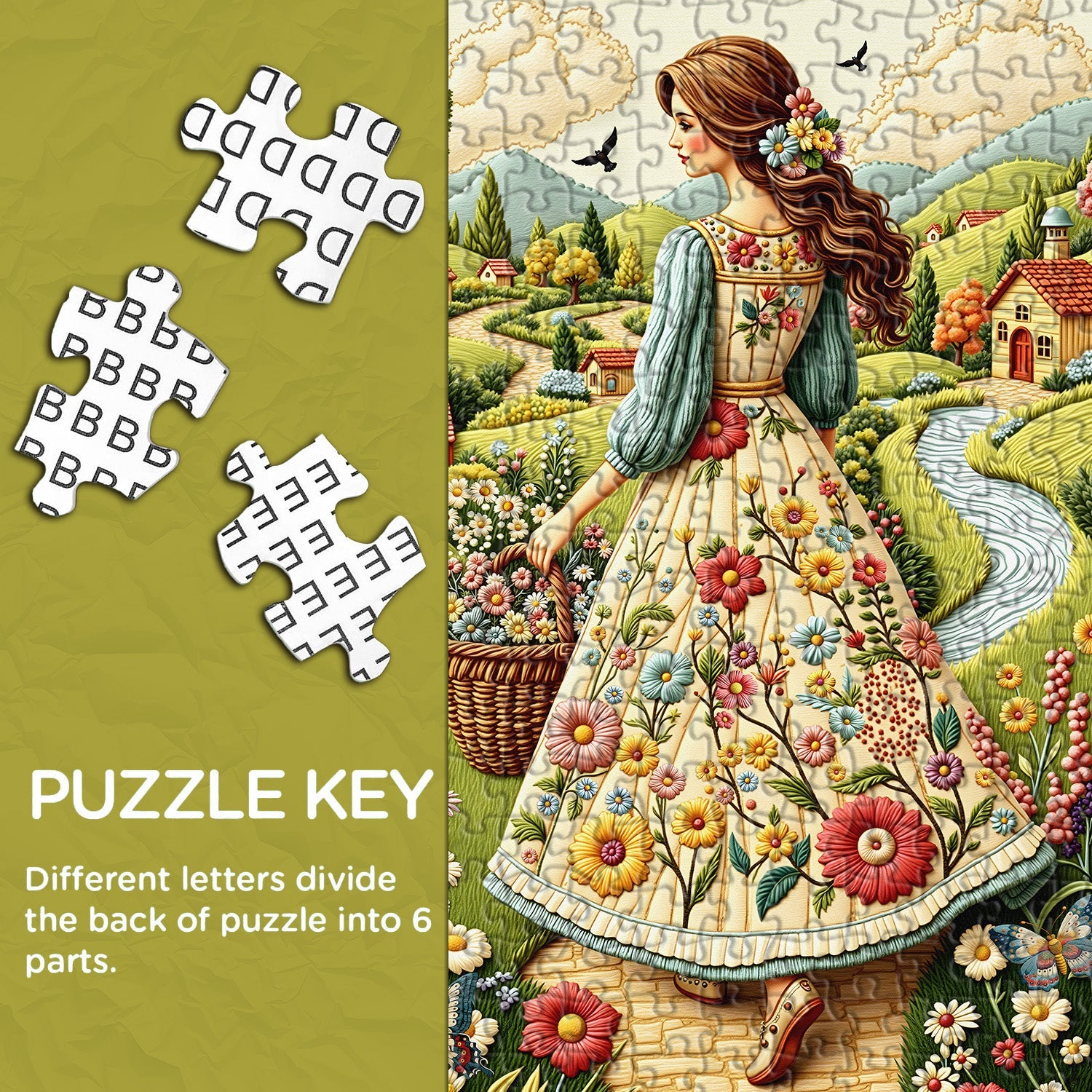 Floral Country Lady Jigsaw Puzzle 1000 Pieces