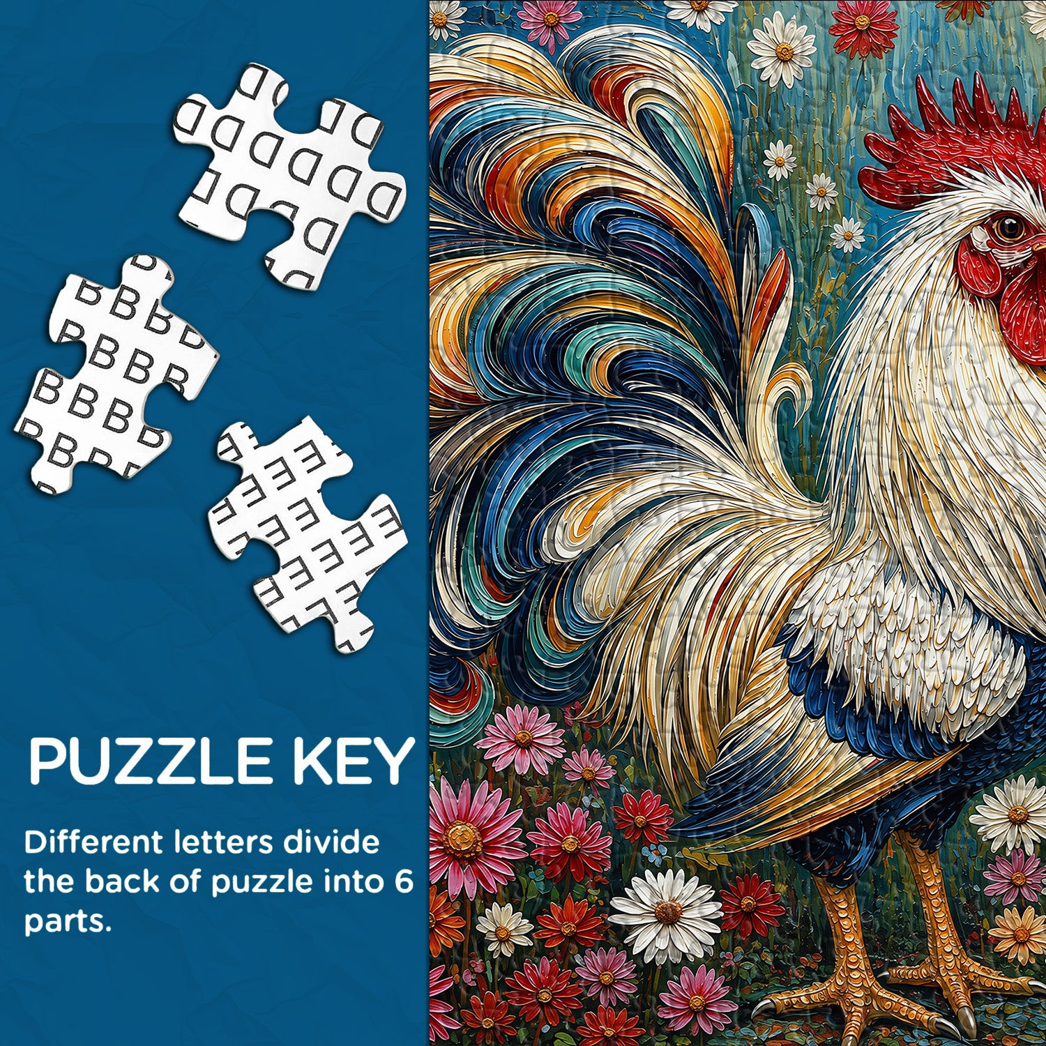 Colorful Rooster Jigsaw Puzzle 1000 Pieces