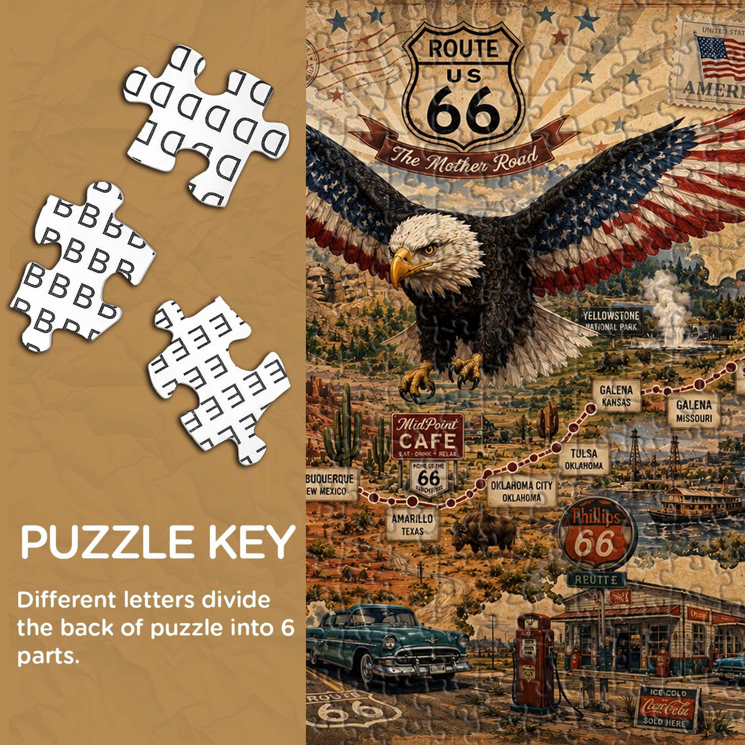 Puzzle del viaggio Route 66, 1000 pezzi