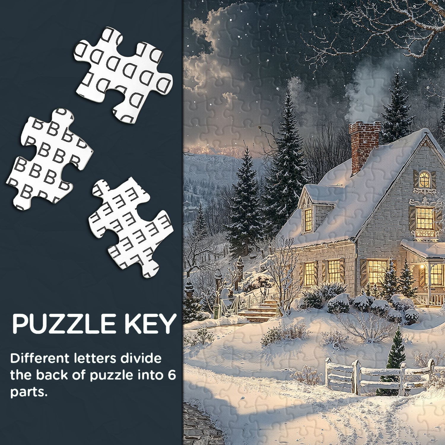 Moonlit Snowy Night Jigsaw Puzzle 1000 Pieces
