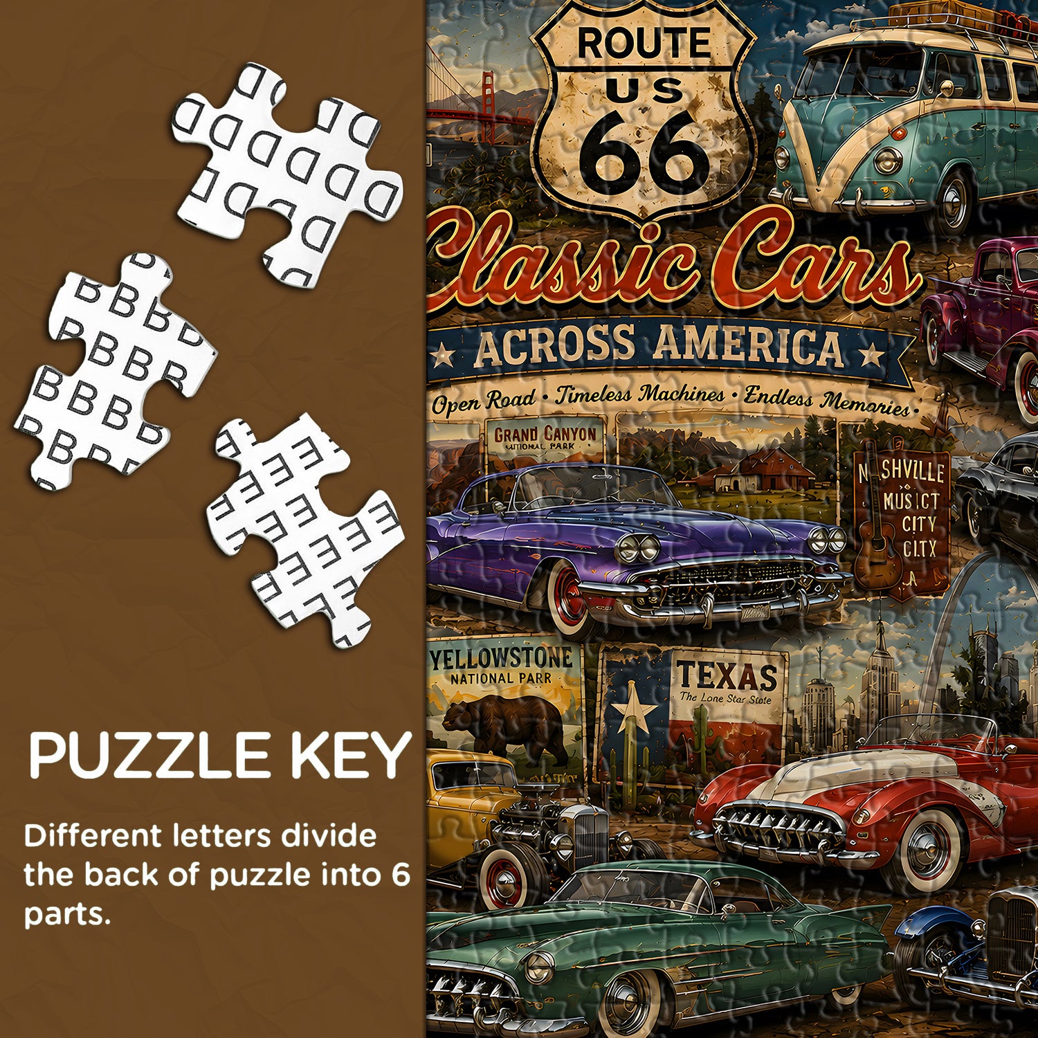 Puzzle di auto d'epoca d'epoca, 1000 pezzi