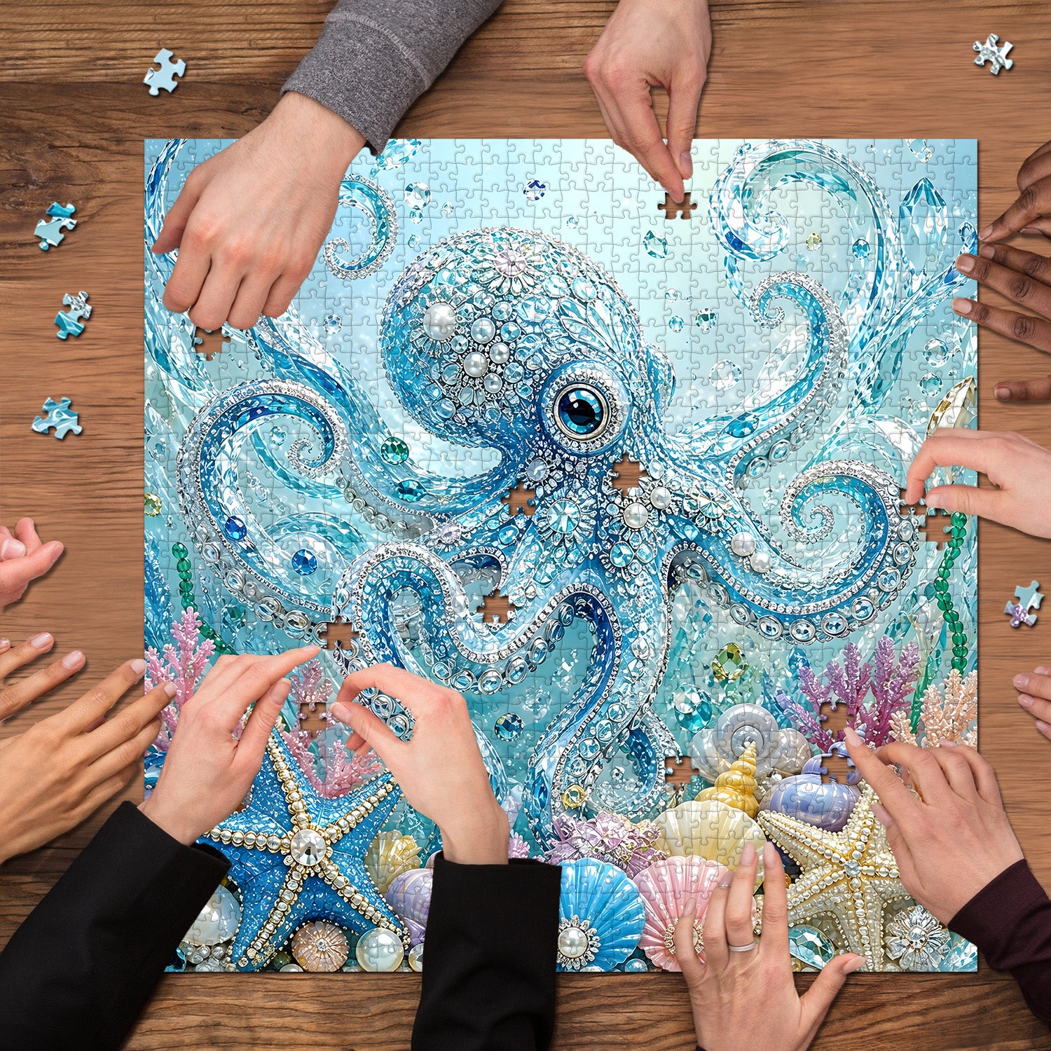 Puzzle con polpo oceanico ingioiellato, 1000 pezzi