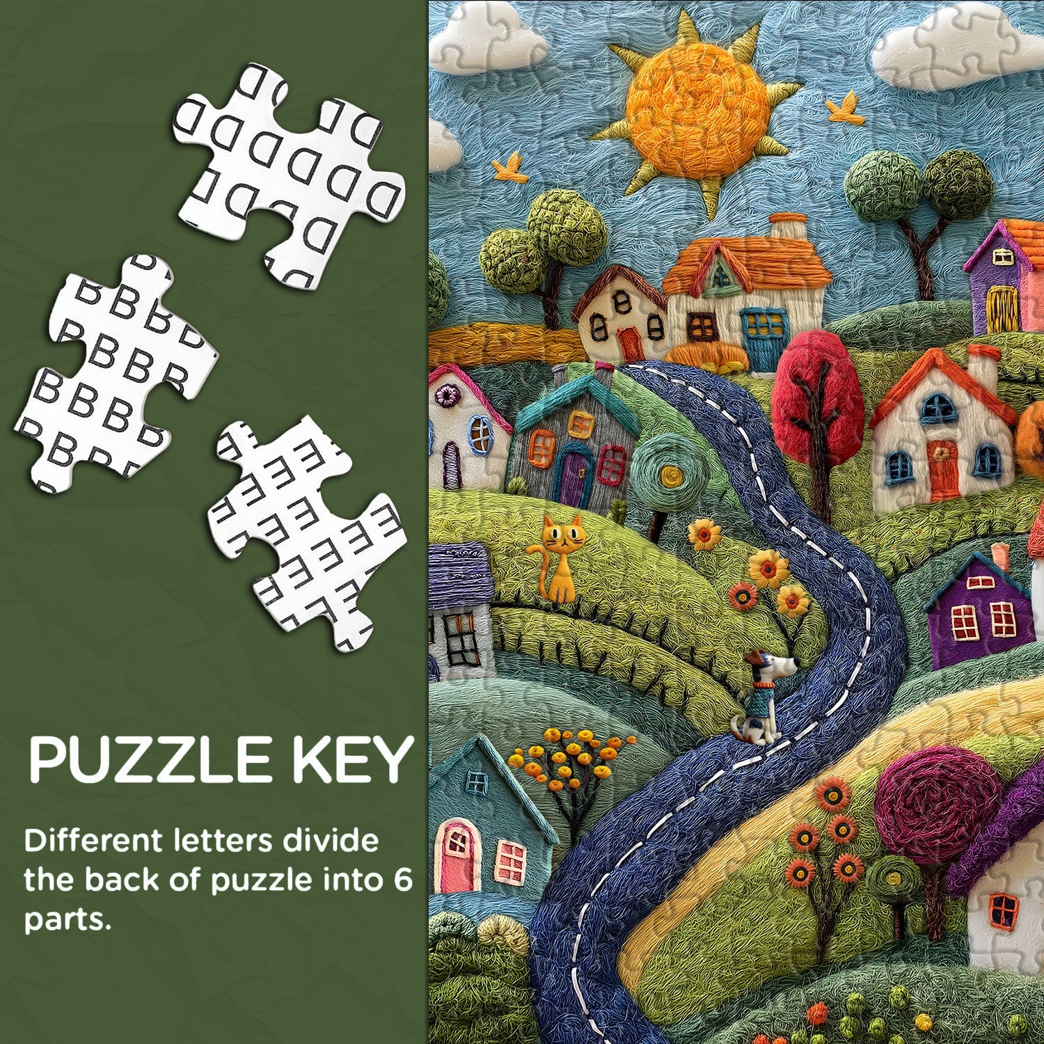 Whimsical Wool Village Jigsaw Puzzle 1000 Pieces