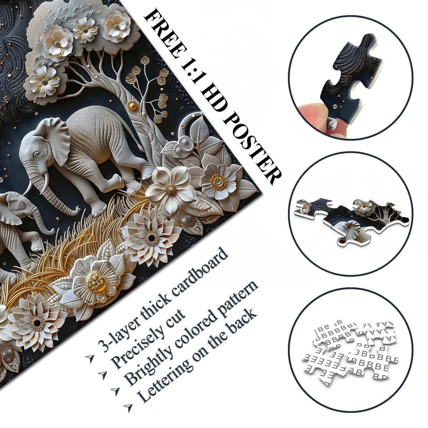 Moonlight Elephants Jigsaw Puzzle 1000 Piece