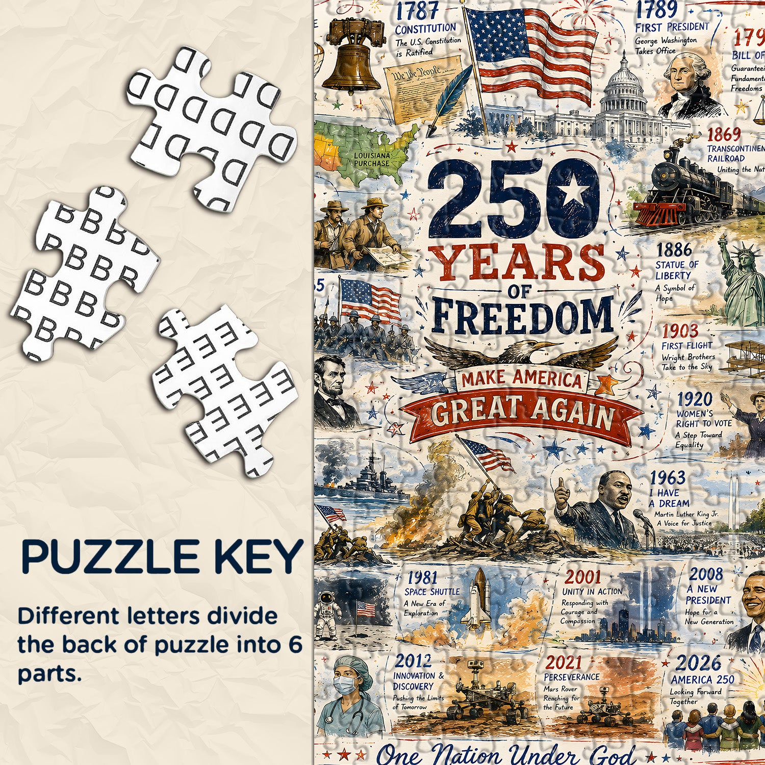 Puzzle delle pietre miliari dell'America, 1000 pezzi