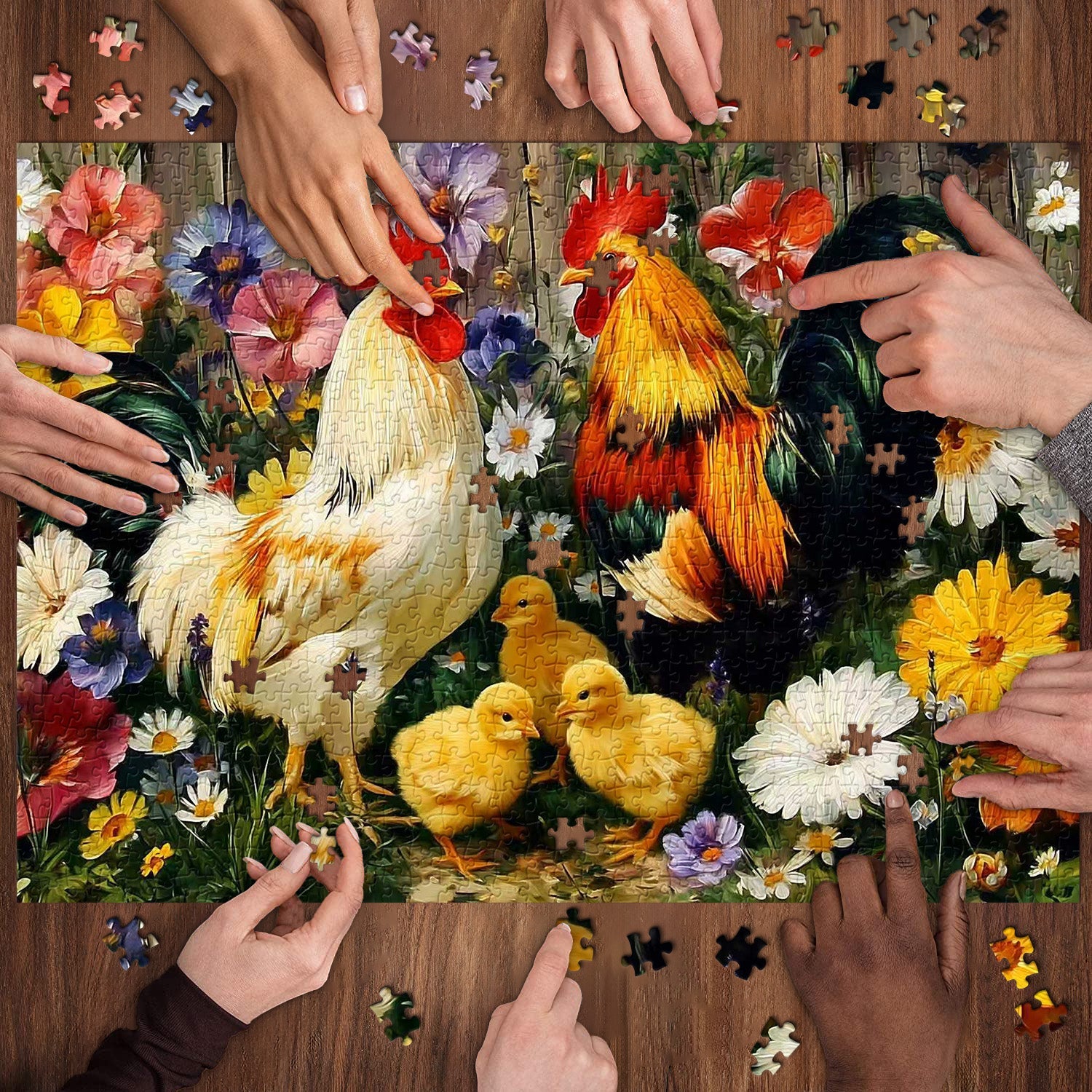 Rooster & Chicks Jigsaw Puzzle 1000 Pieces