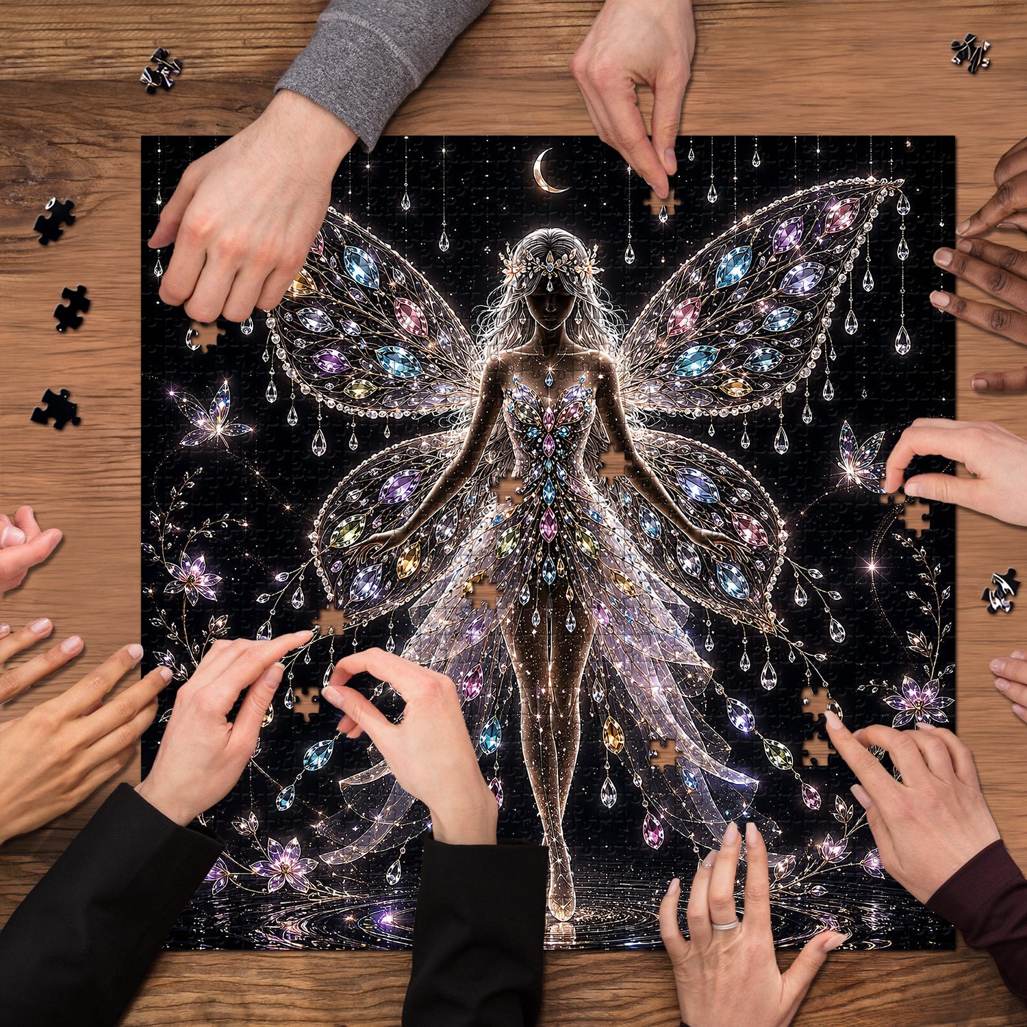 Edelstein-Feen-Silhouette-Puzzle, 1000 Teile
