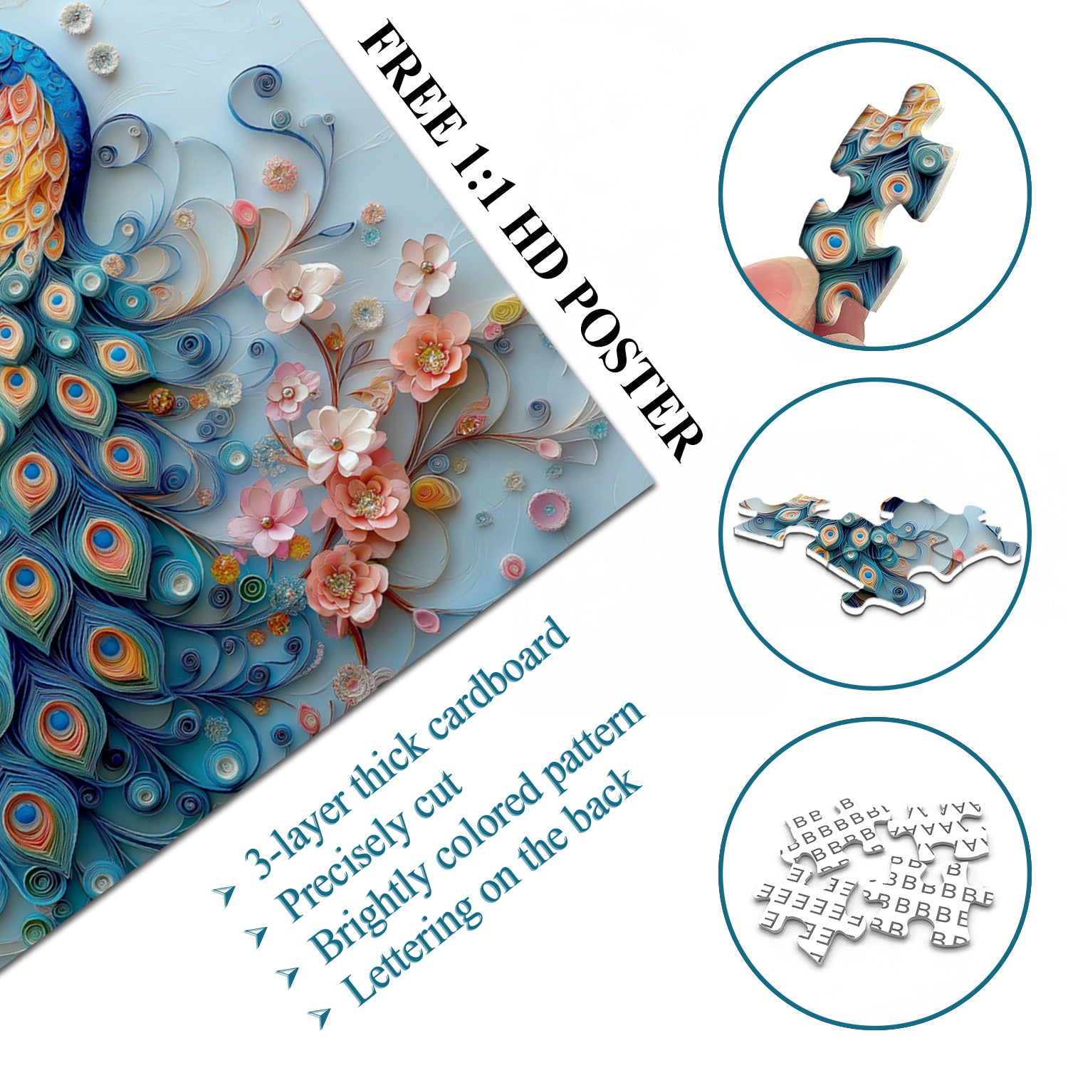 Peacock Feathered Art Jigsaw Puzzle 1000 Pieces