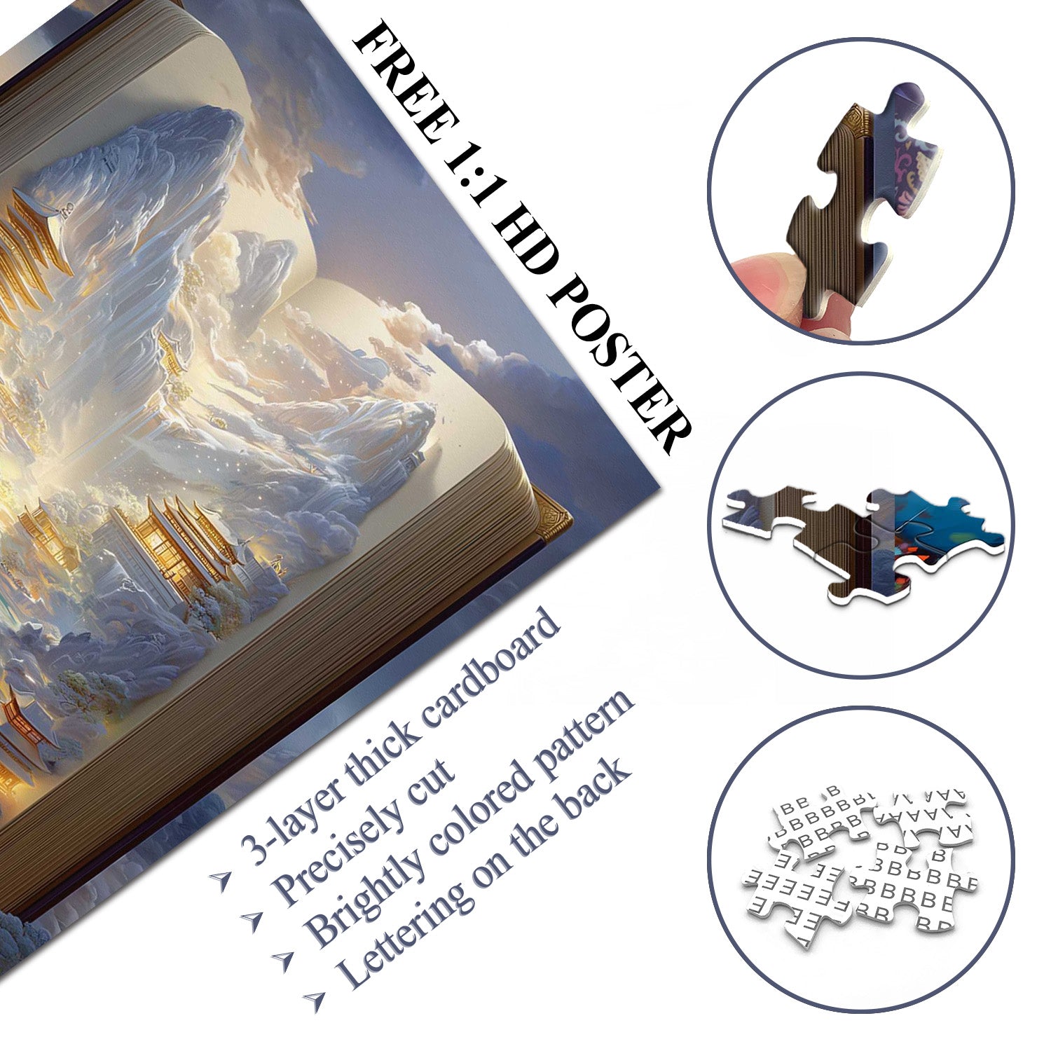 Puzzle 1000 pièces au pays des merveilles dans le livre