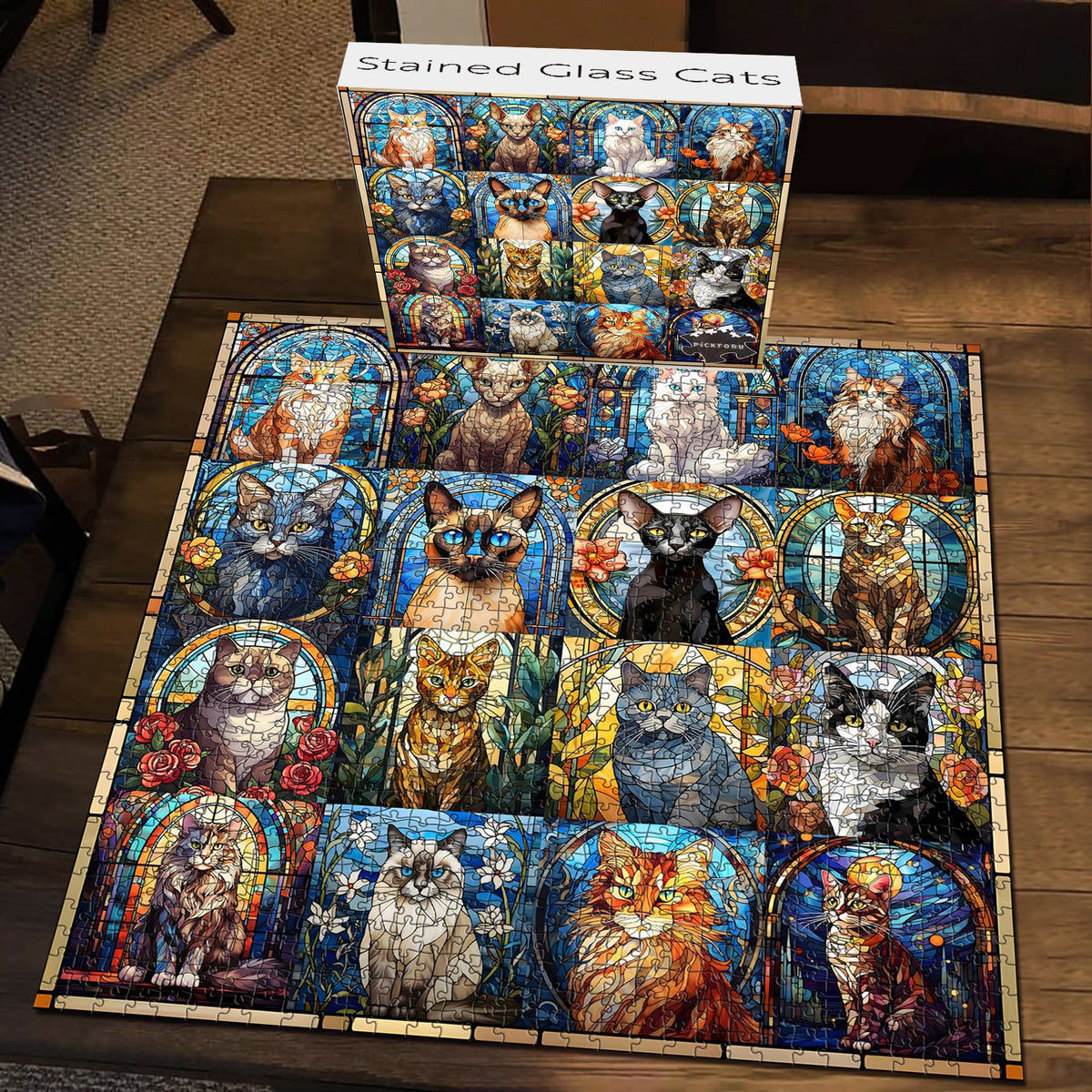 Stained Glass Cats Jigsaw Puzzle 1000 Piece