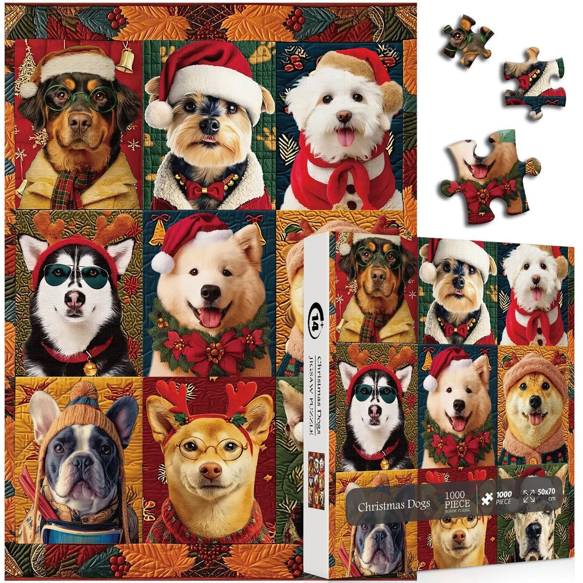Christmas Dogs Jigsaw Puzzle 1000 Pieces