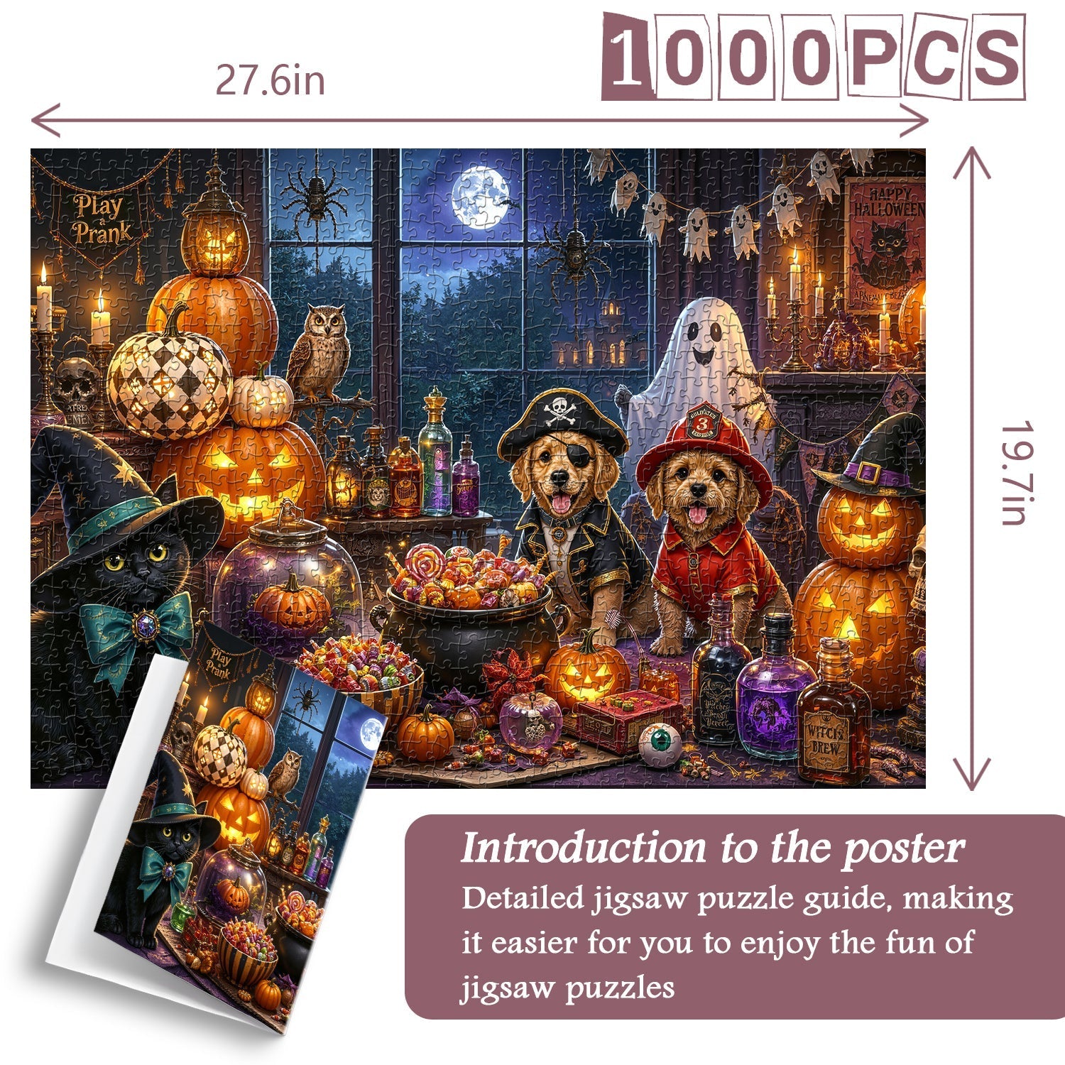 Cute Pets Halloween Night Jigsaw Puzzle 1000 Piece