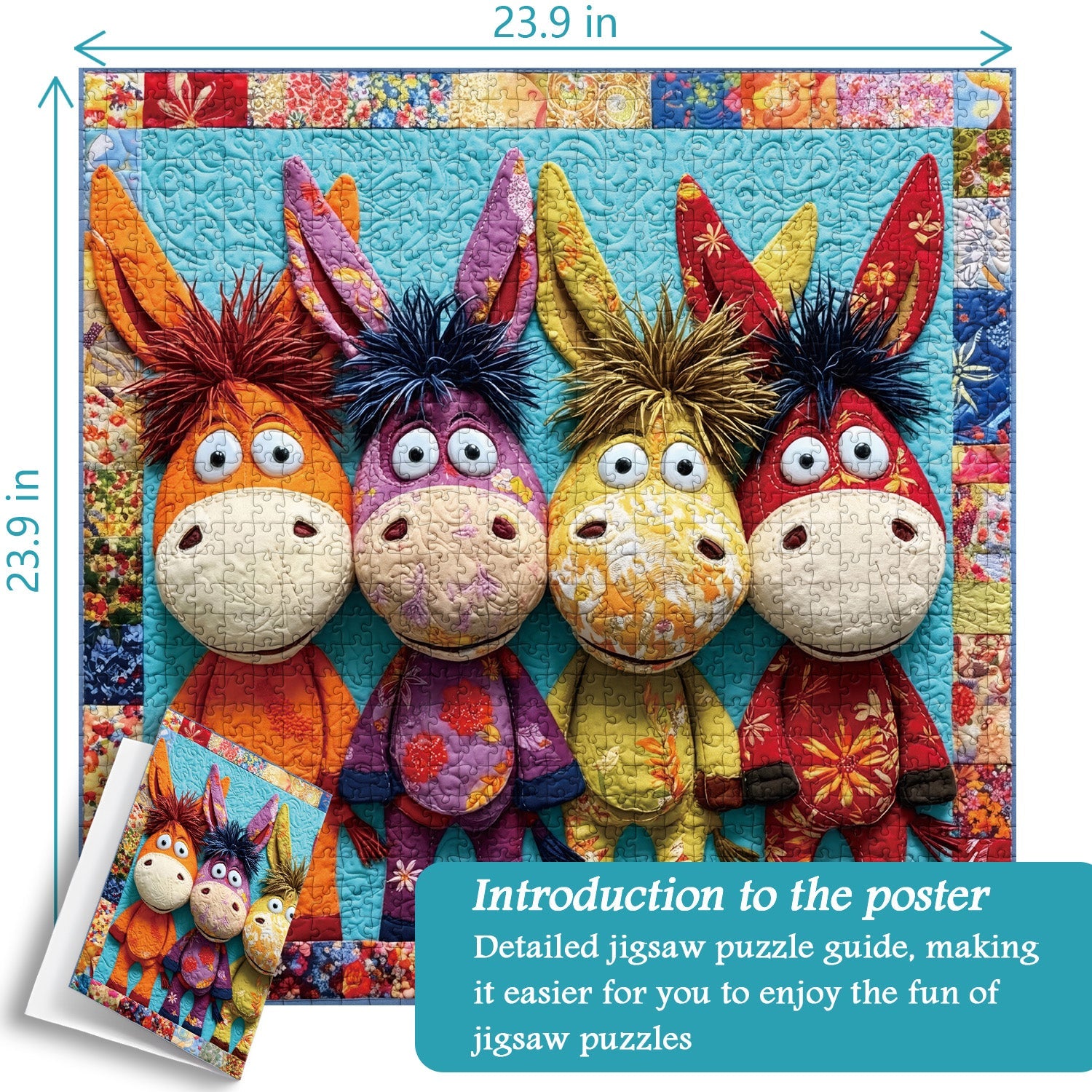 Quilted Donkeys&nbsp;Jigsaw Puzzle 1000 Pieces