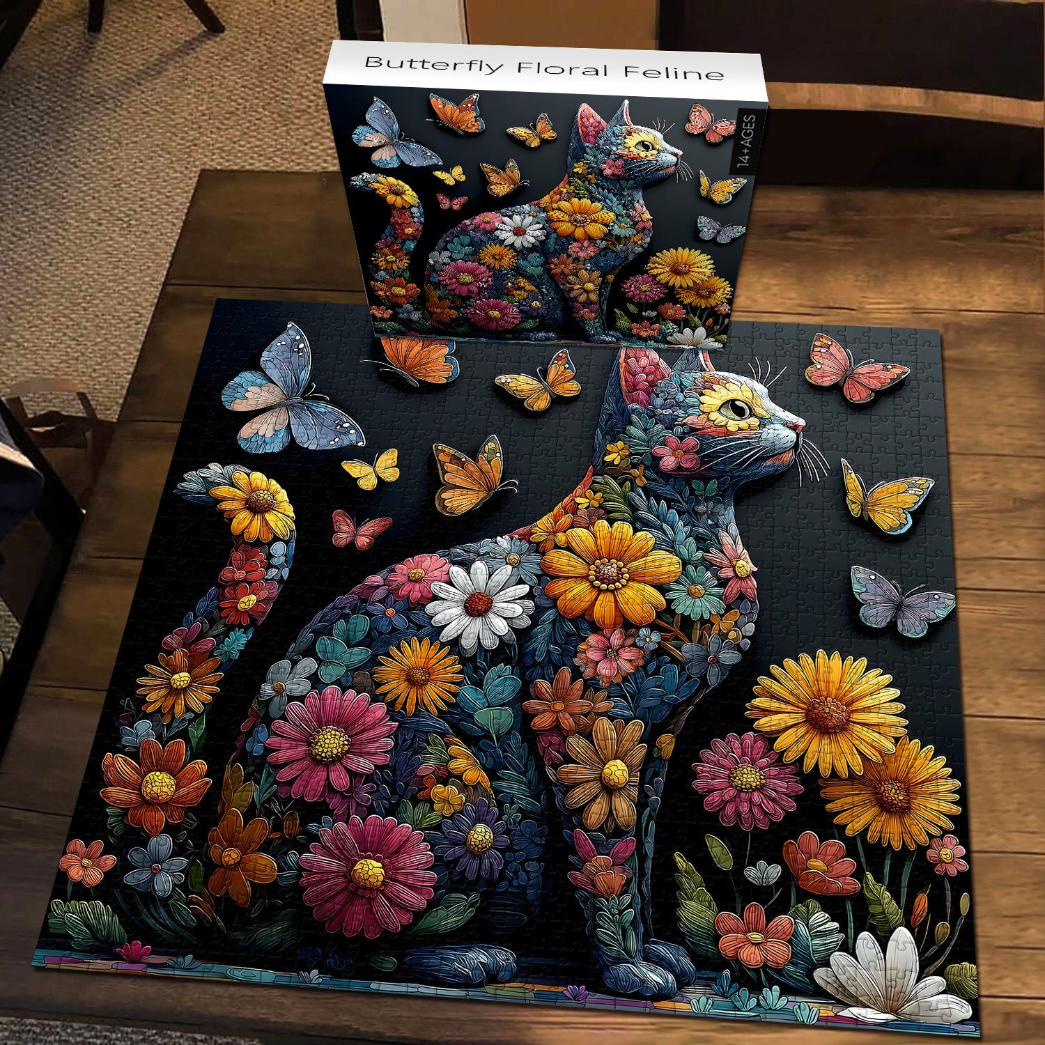 Butterfly Floral Feline Jigsaw Puzzle 1000 Pieces