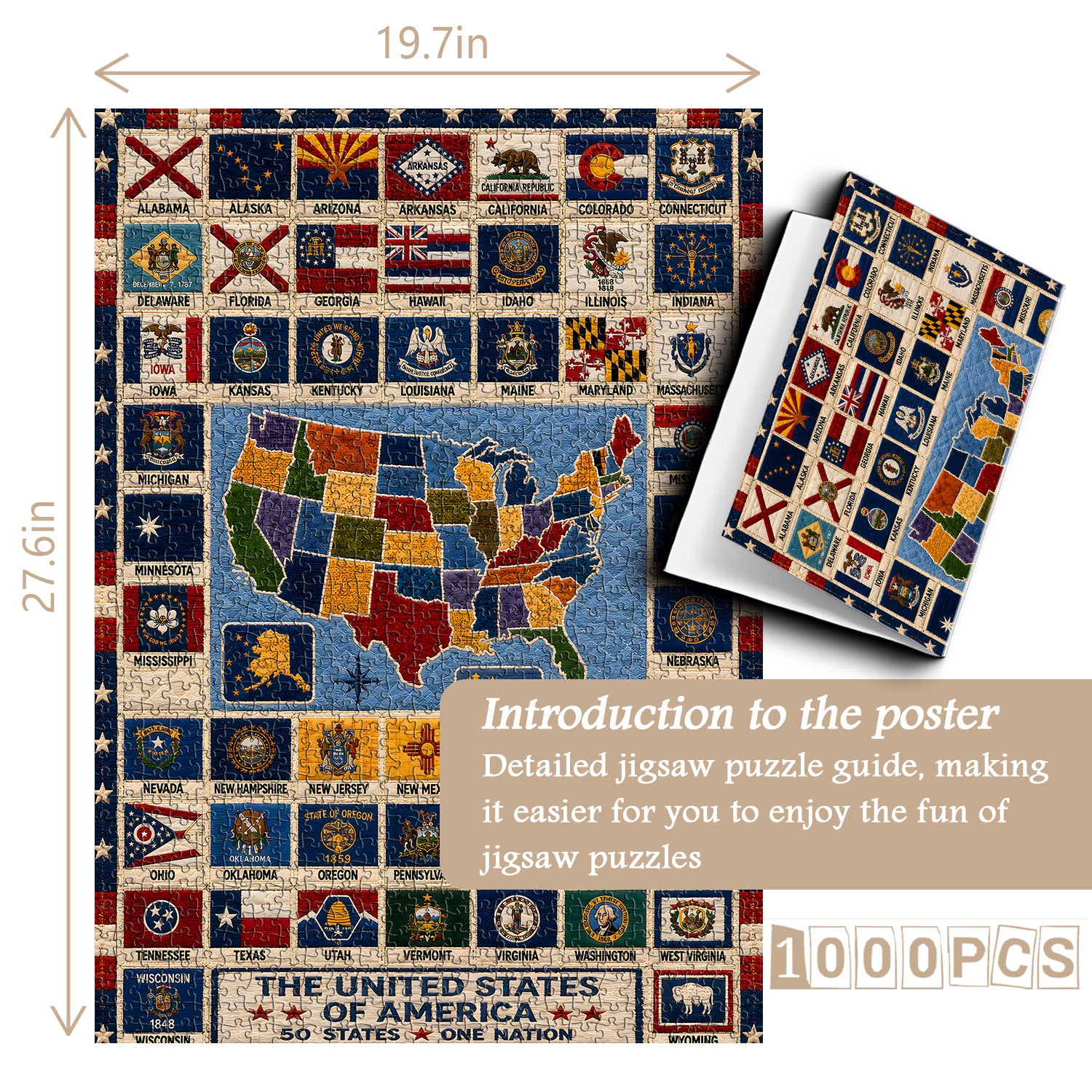 Puzzle con 50 bandiere d'America, 1.000 pezzi