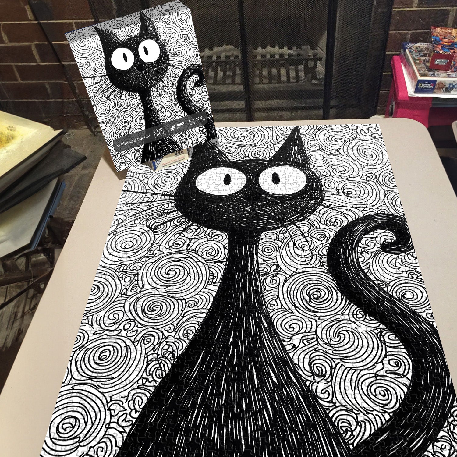 Whimsical Ink Cat Jigsaw Puzzle 1000 Pieces