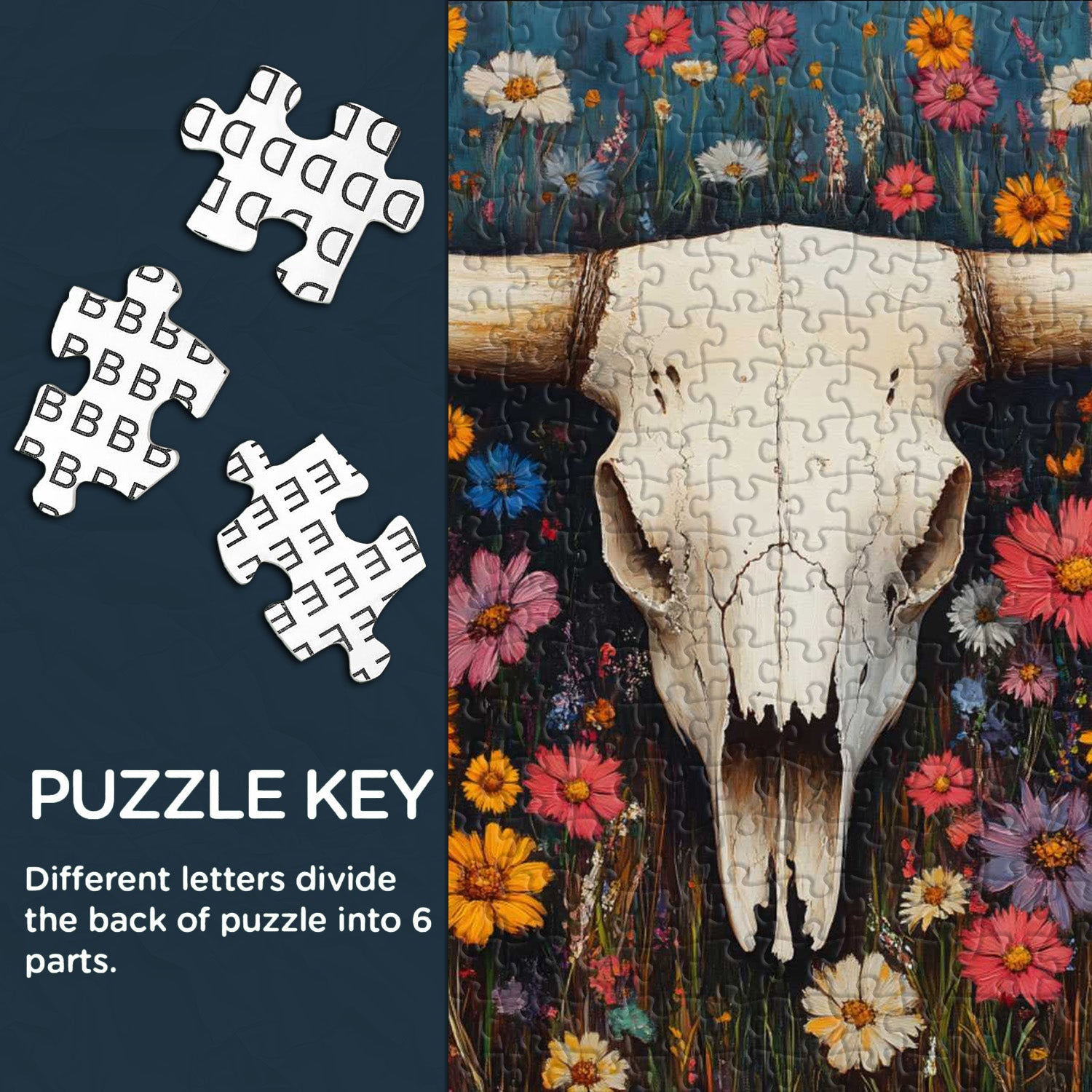 Wildflower Skull Jigsaw Puzzle 1000 Pieces