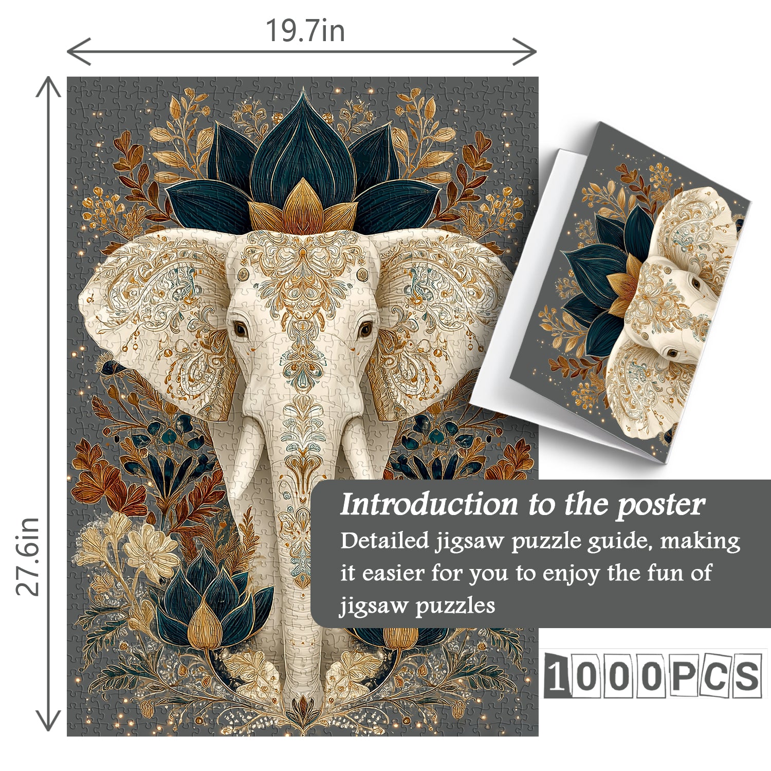 Golden Elephant Whispers Jigsaw Puzzle 1000 Pieces