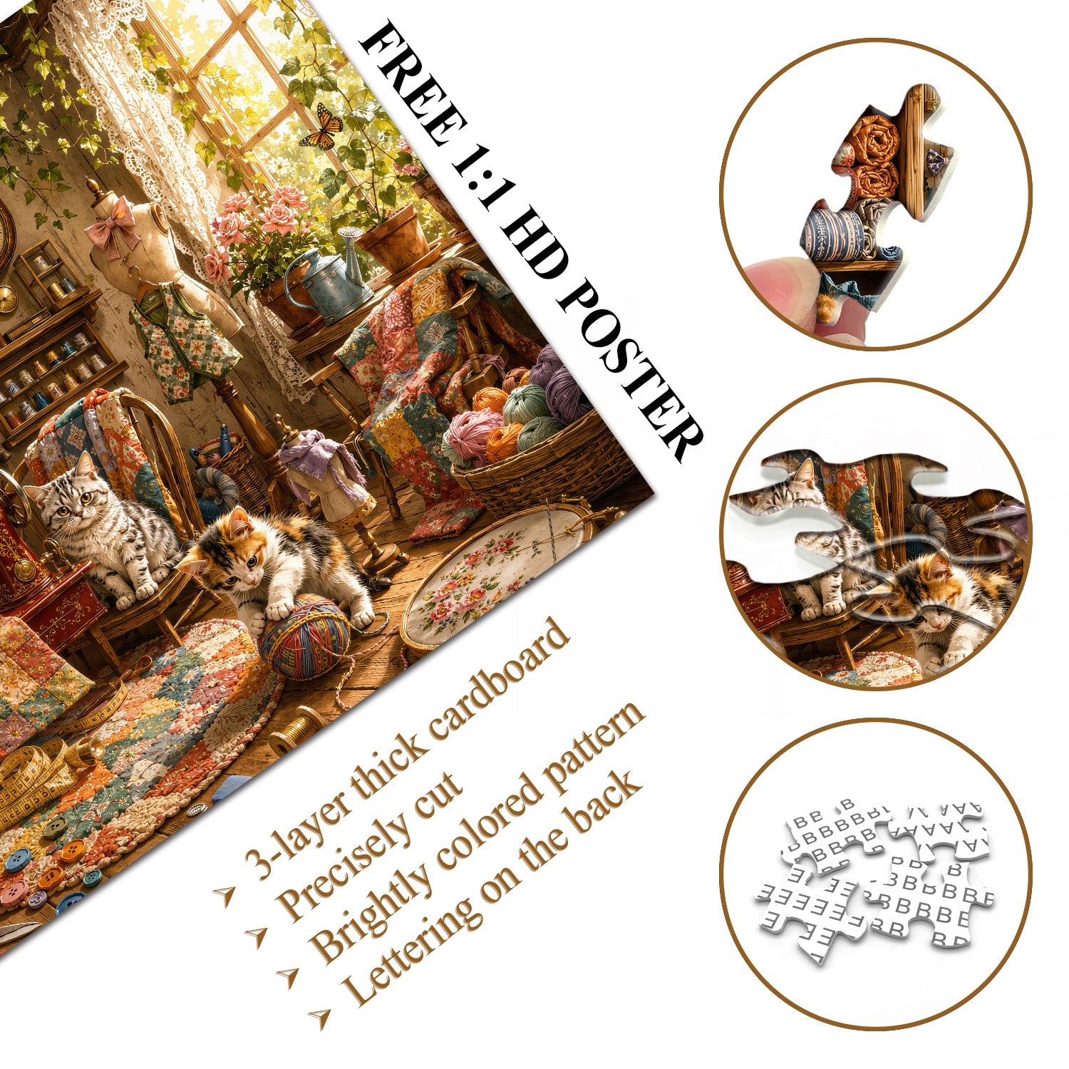 Puzzle da cucire Cat Cottage 1000 pezzi