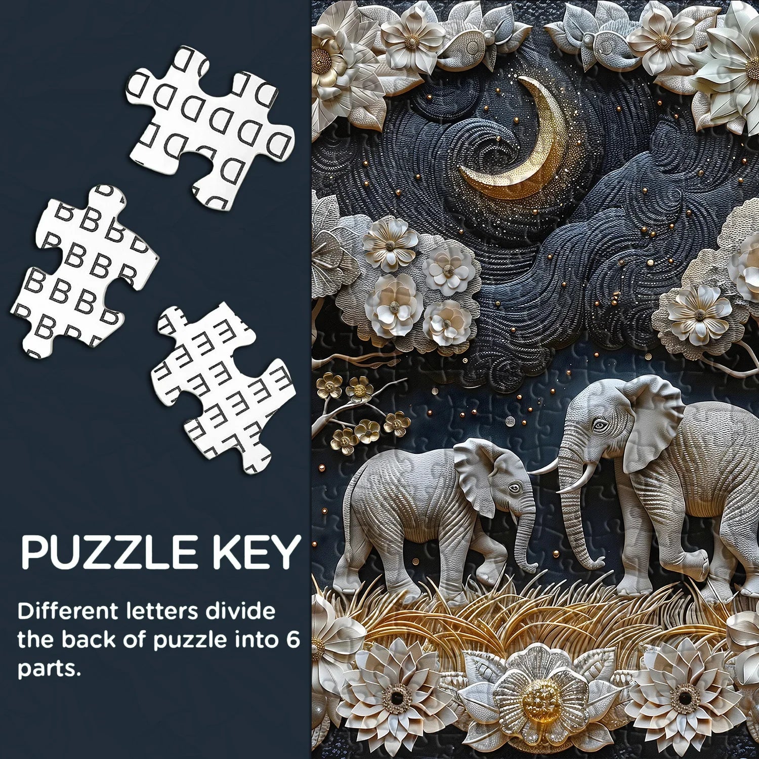 Moonlight Elephants Jigsaw Puzzle 1000 Piece