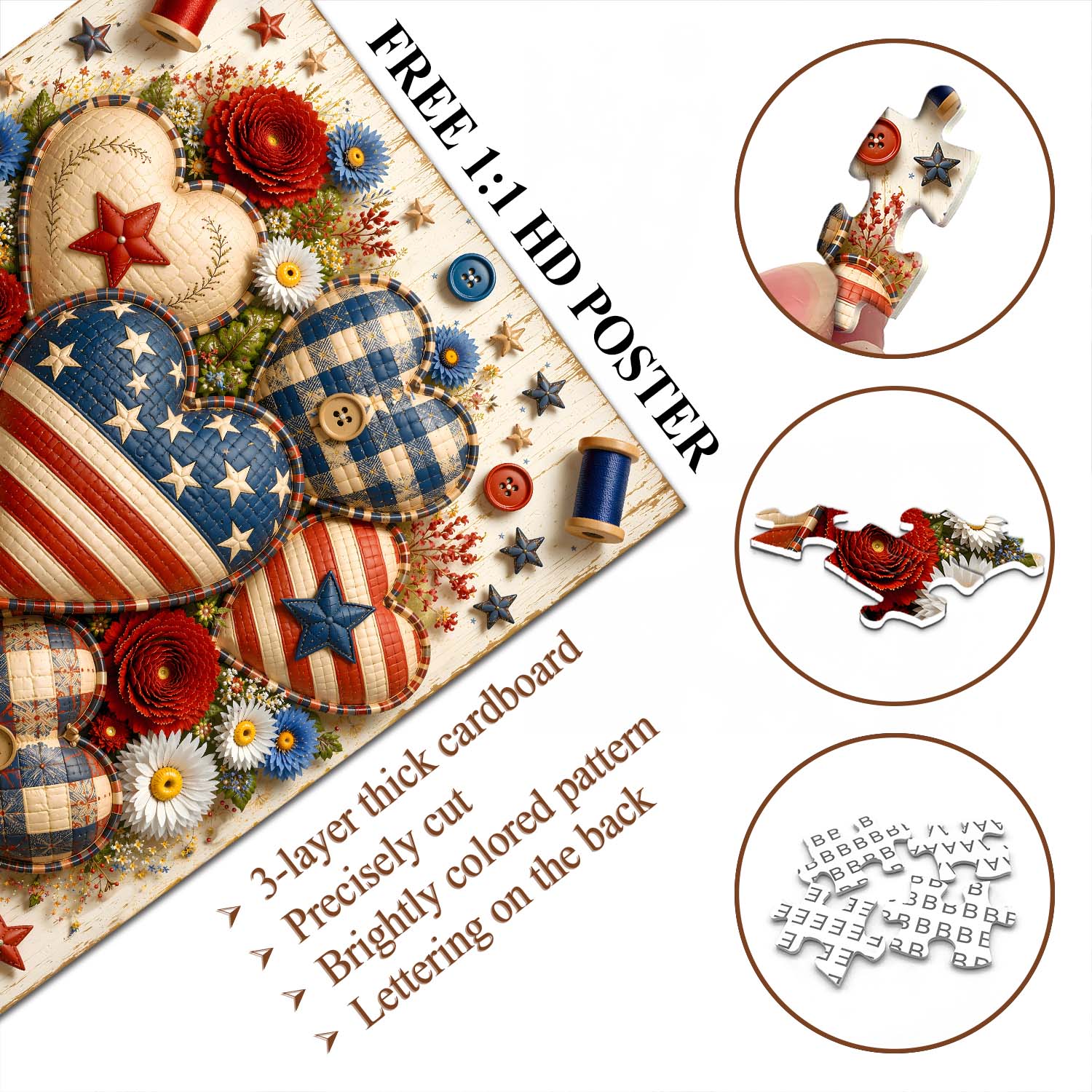 Patriotic Hearts Jigsaw Puzzle 1000 Pieces