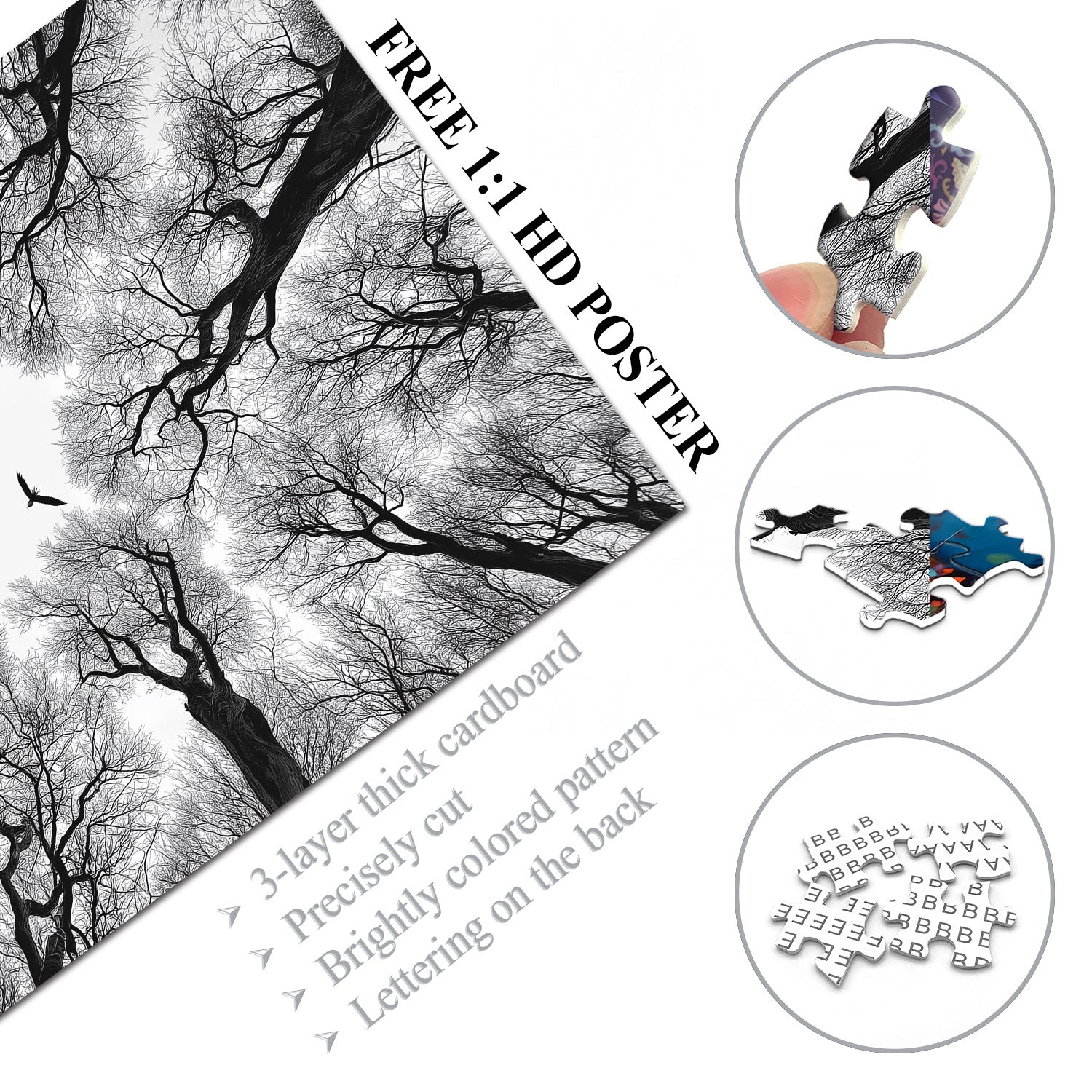 Black & White Trees Jigsaw Puzzle 1000 Pieces